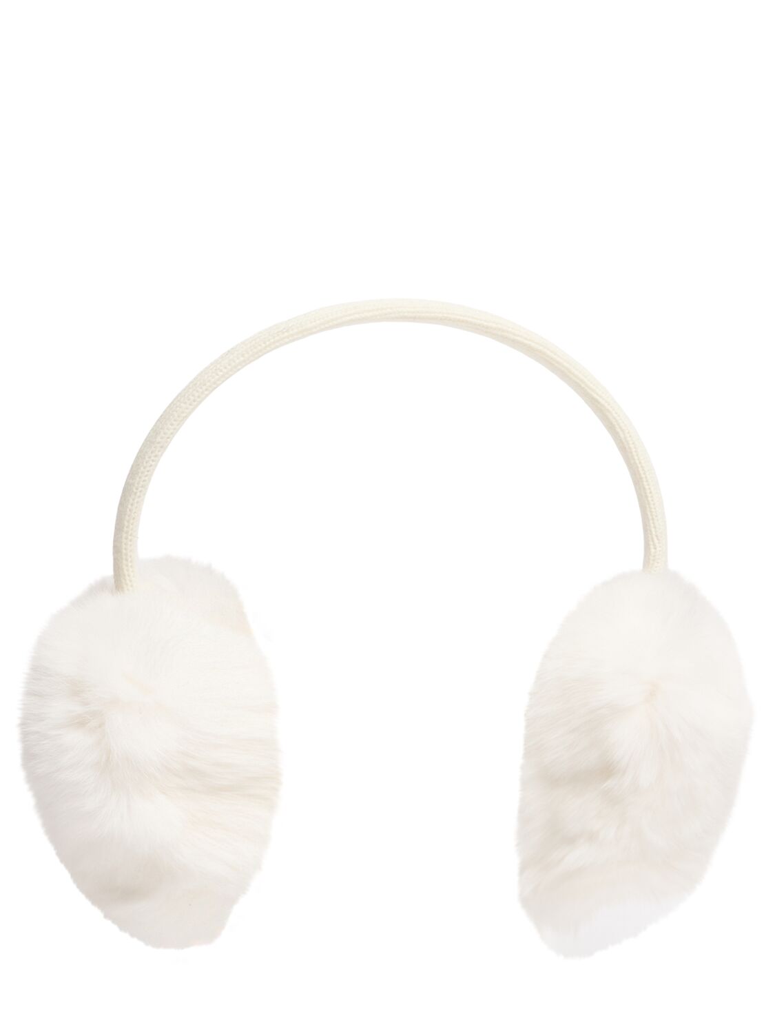 Yves Salomon Enfant Wool & Cashmere Earmuffs W/ Fur In 白色