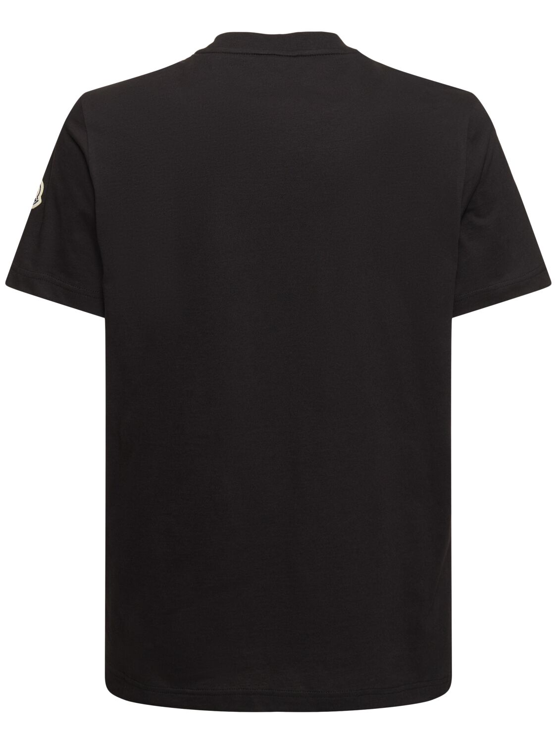 Shop Moncler Logo Cotton T-shirt In Black