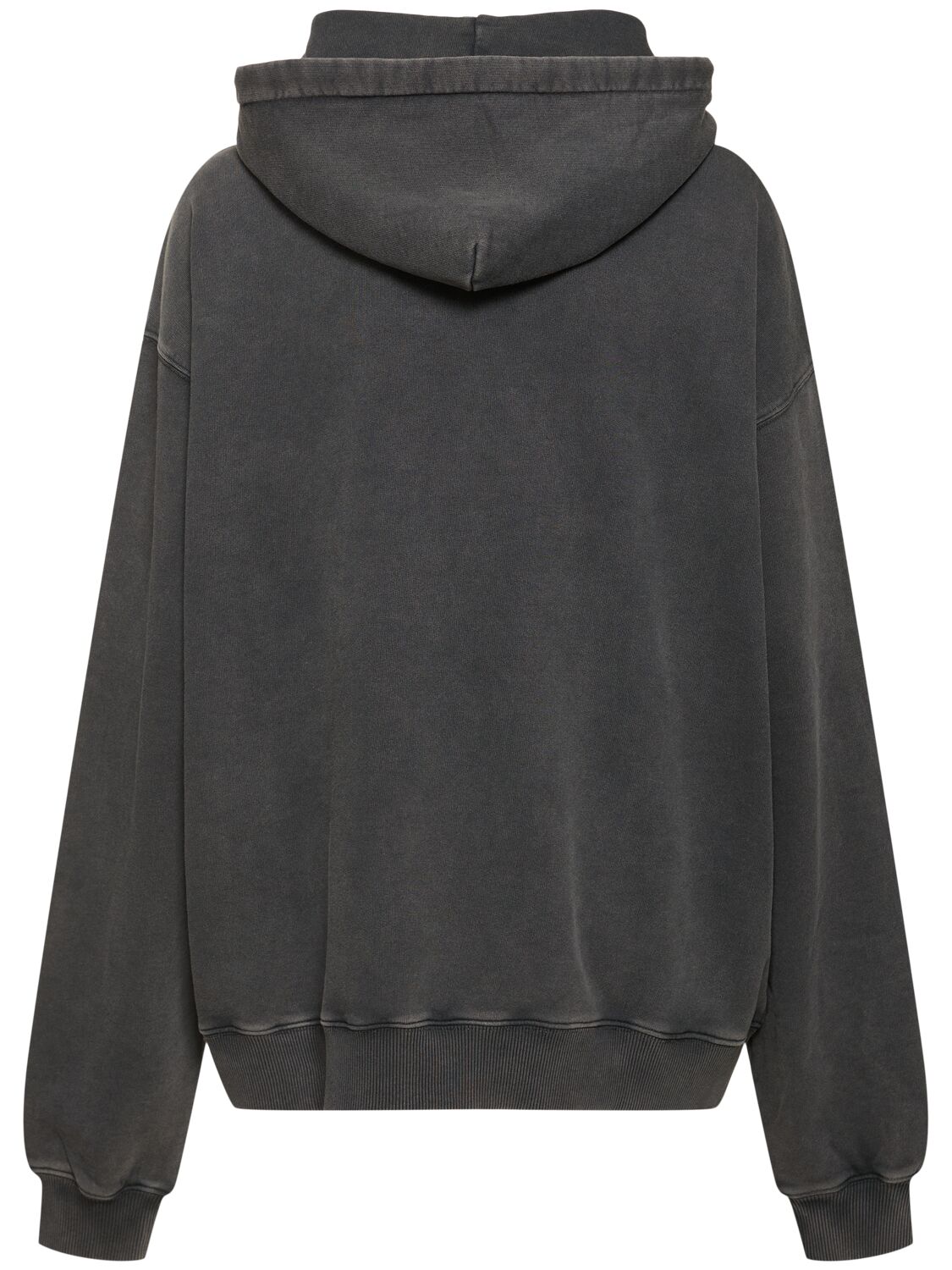 Shop Msgm Embellished Cotton Jersey Logo Hoodie In Black