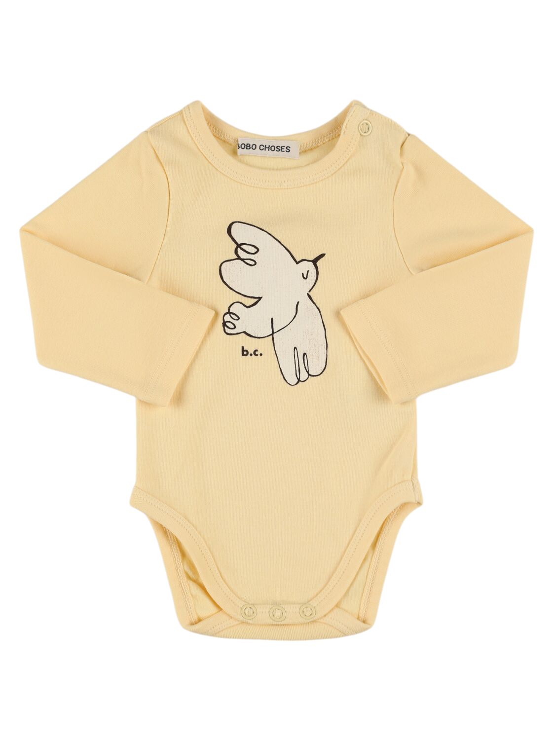 Bobo Choses Babies' Bird Print Organic Cotton Bodysuit In 浅黄色