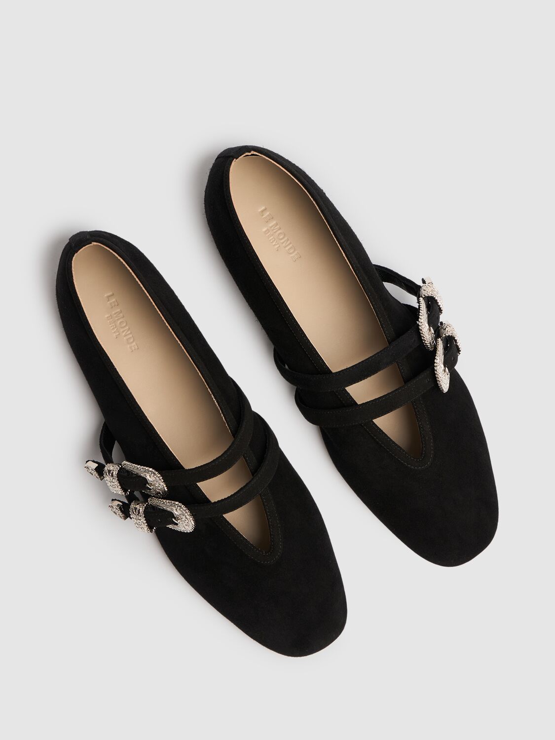 Shop Le Monde Beryl 10mm Claudia Suede Ballerina Flats In Black