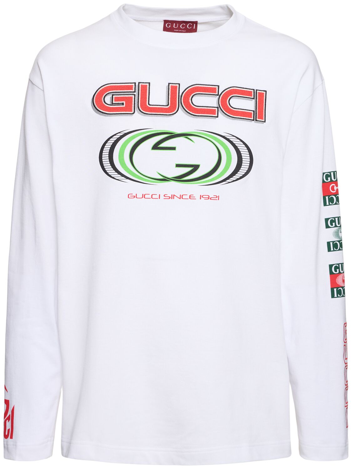 Shop Gucci Logo Heavy Cotton Jersey T-shirt In White