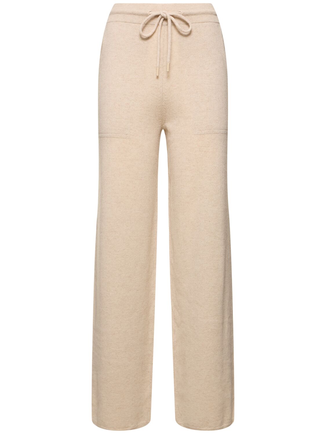 Max Mara Rino Wool Knit Wide Jogger Pants In Beige