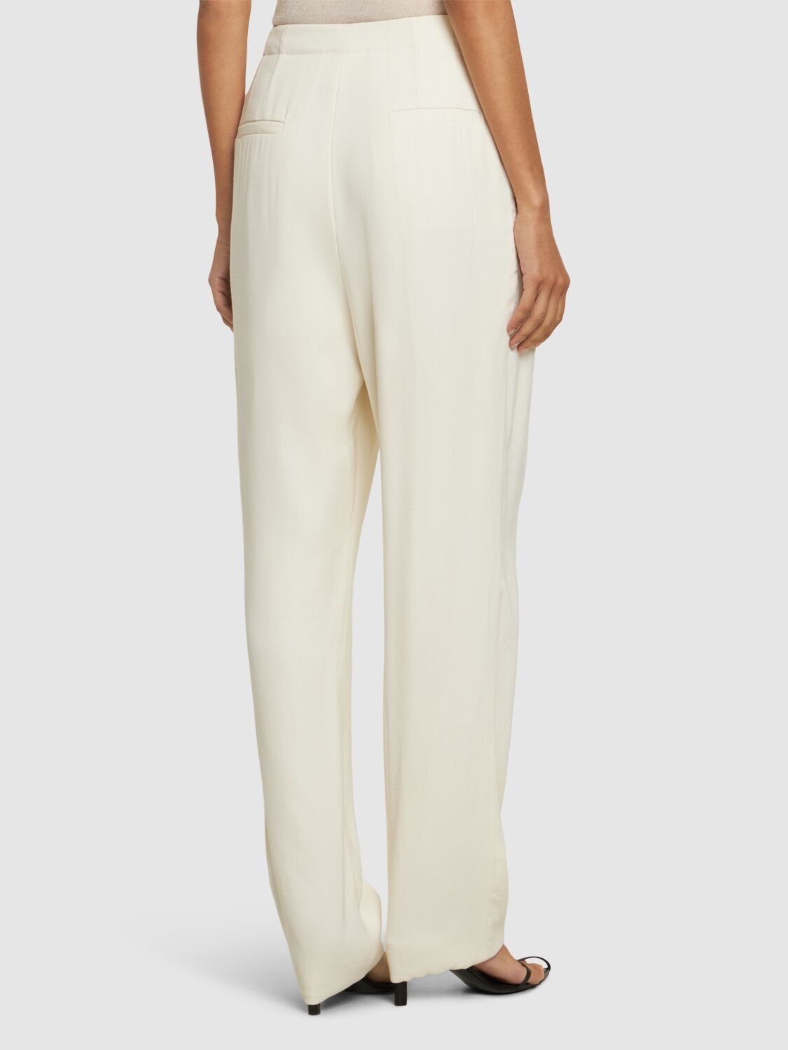 Shop Tove Emery Wool & Viscose Crepe Pants In Ivory