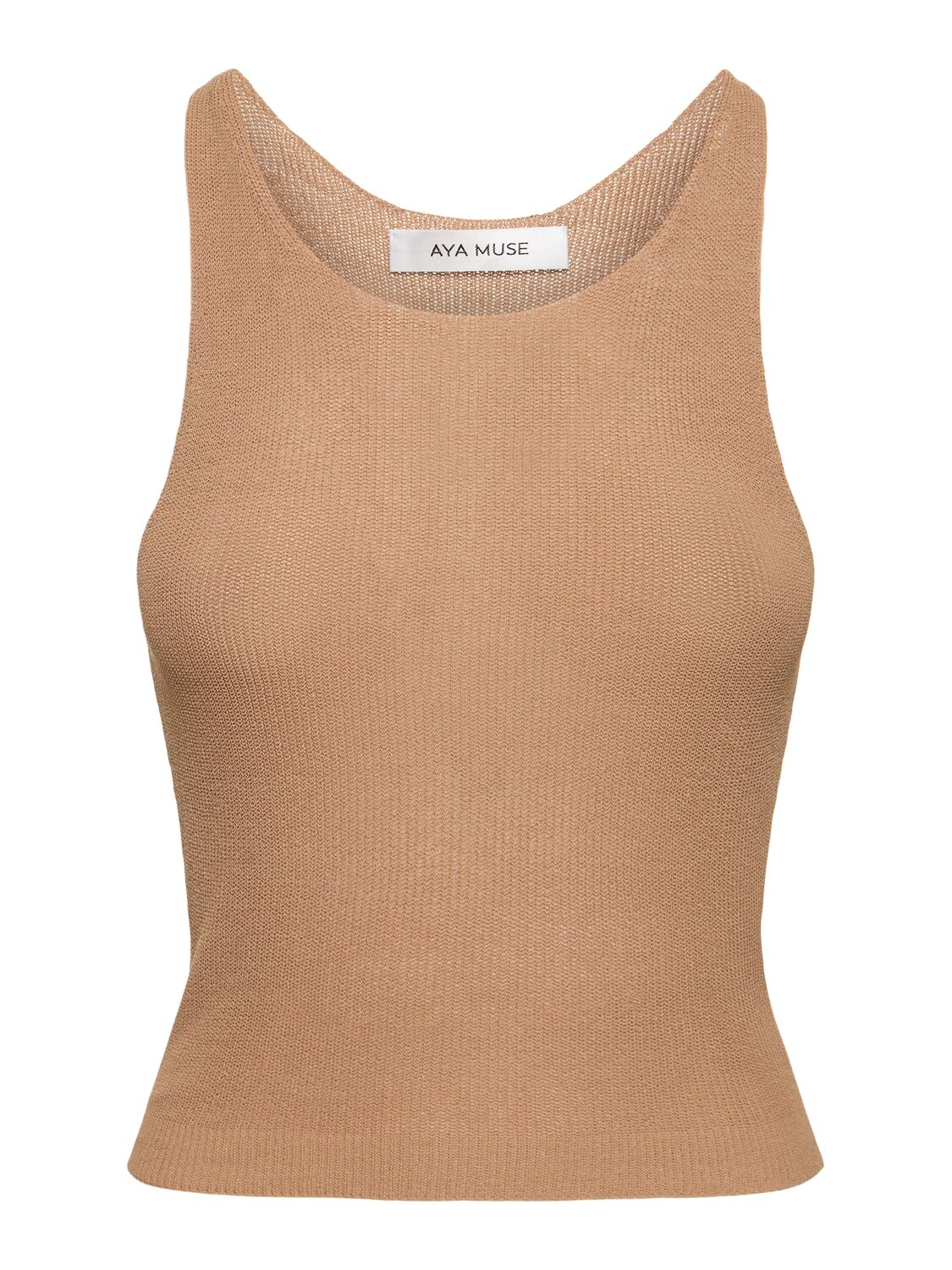 Aya Muse Faye Knitted Cotton Blend Tank Top In Brown