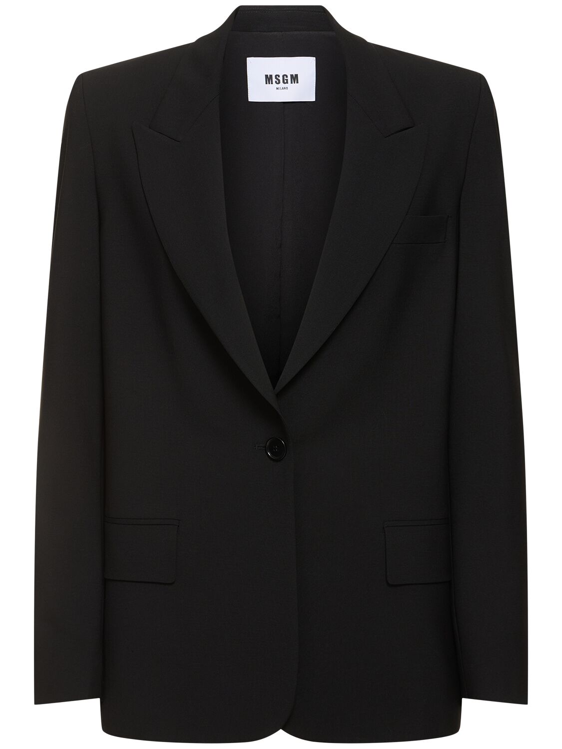 Shop Msgm Wool Blend Tailored Single Breast Jacket In Black