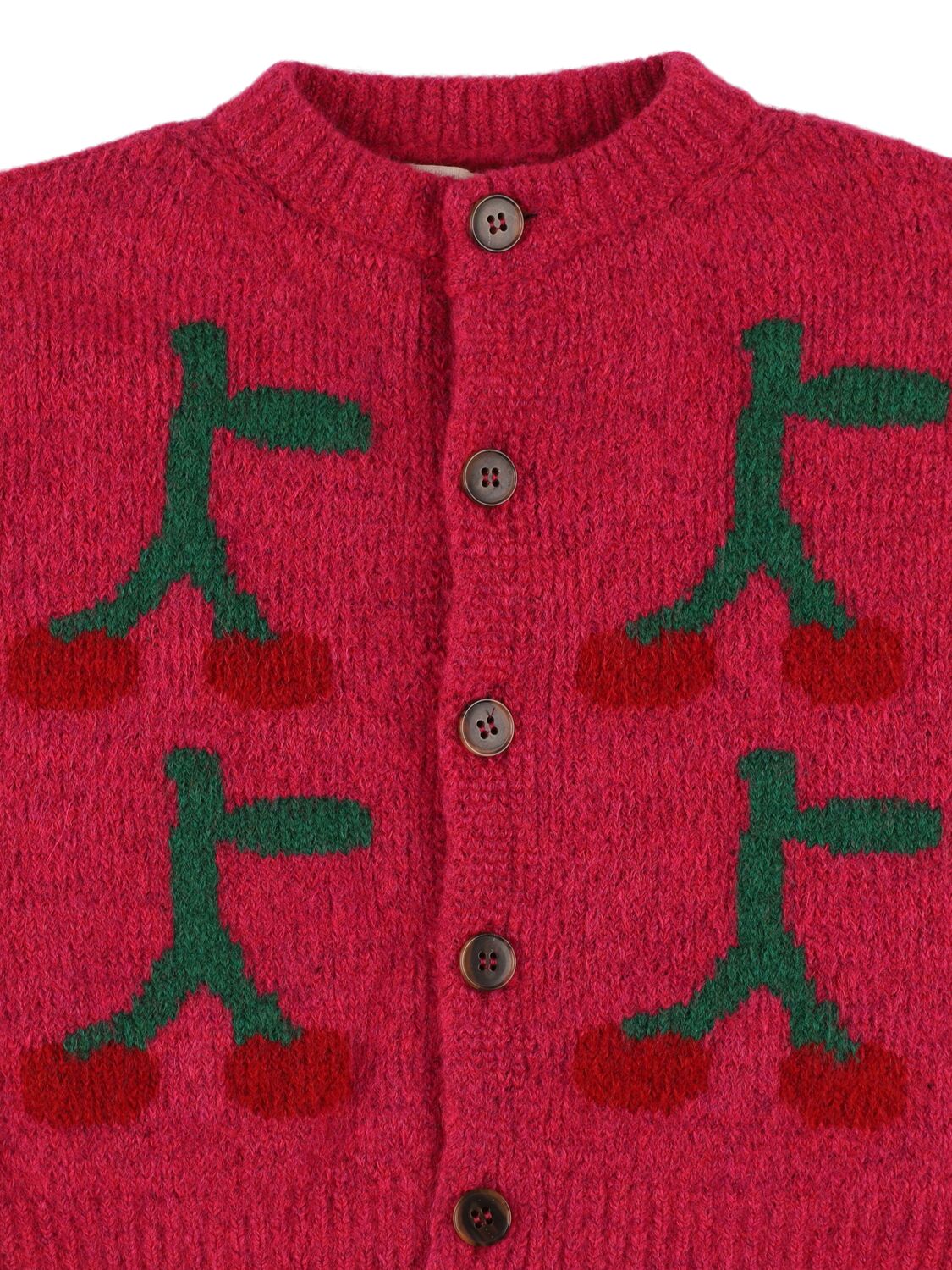 Shop Bobo Choses Cherry Jacquard Knit Cardigan In 桃红色