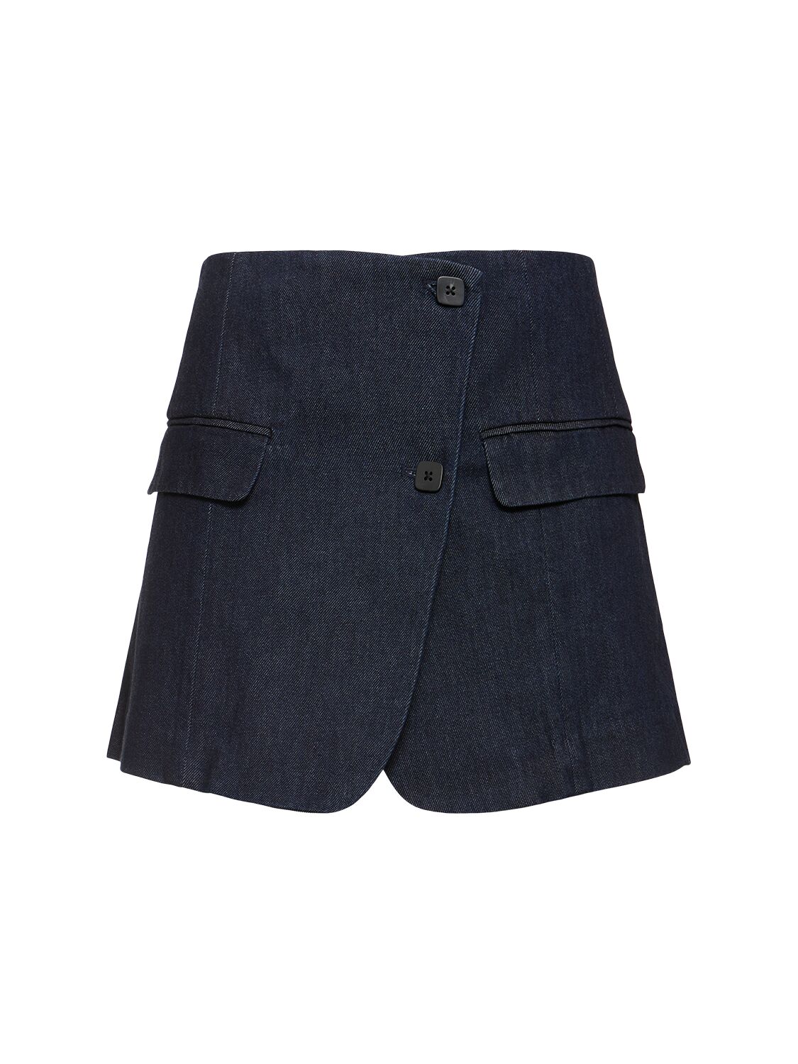 The Garment Kids' Enya Cotton Denim Wrap Mini Skirt In 深蓝色