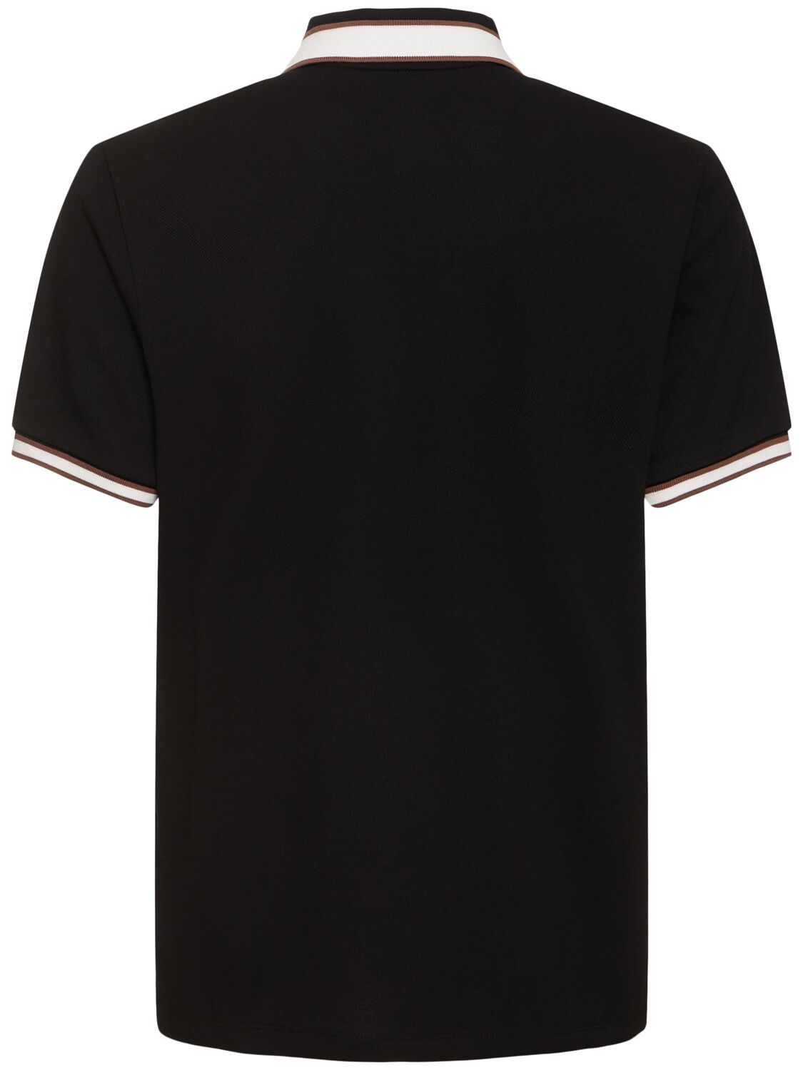 Shop Moncler Logo Cotton Piquet Polo Shirt In Black