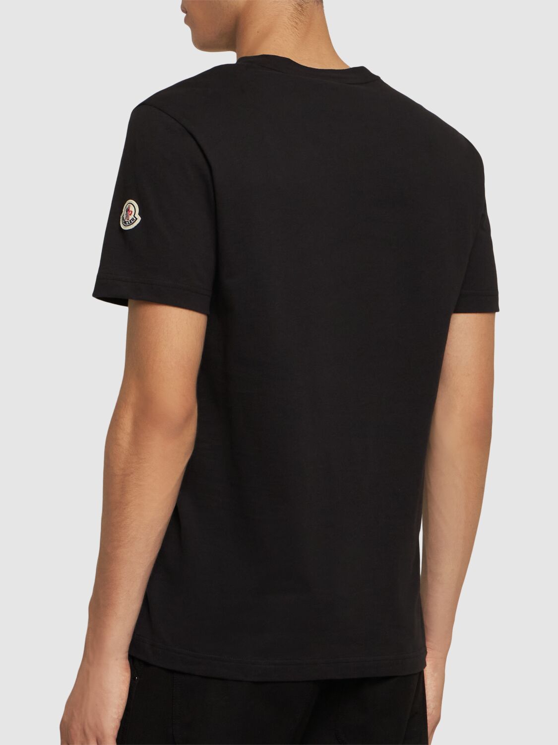 Shop Moncler Logo Cotton T-shirt In Black