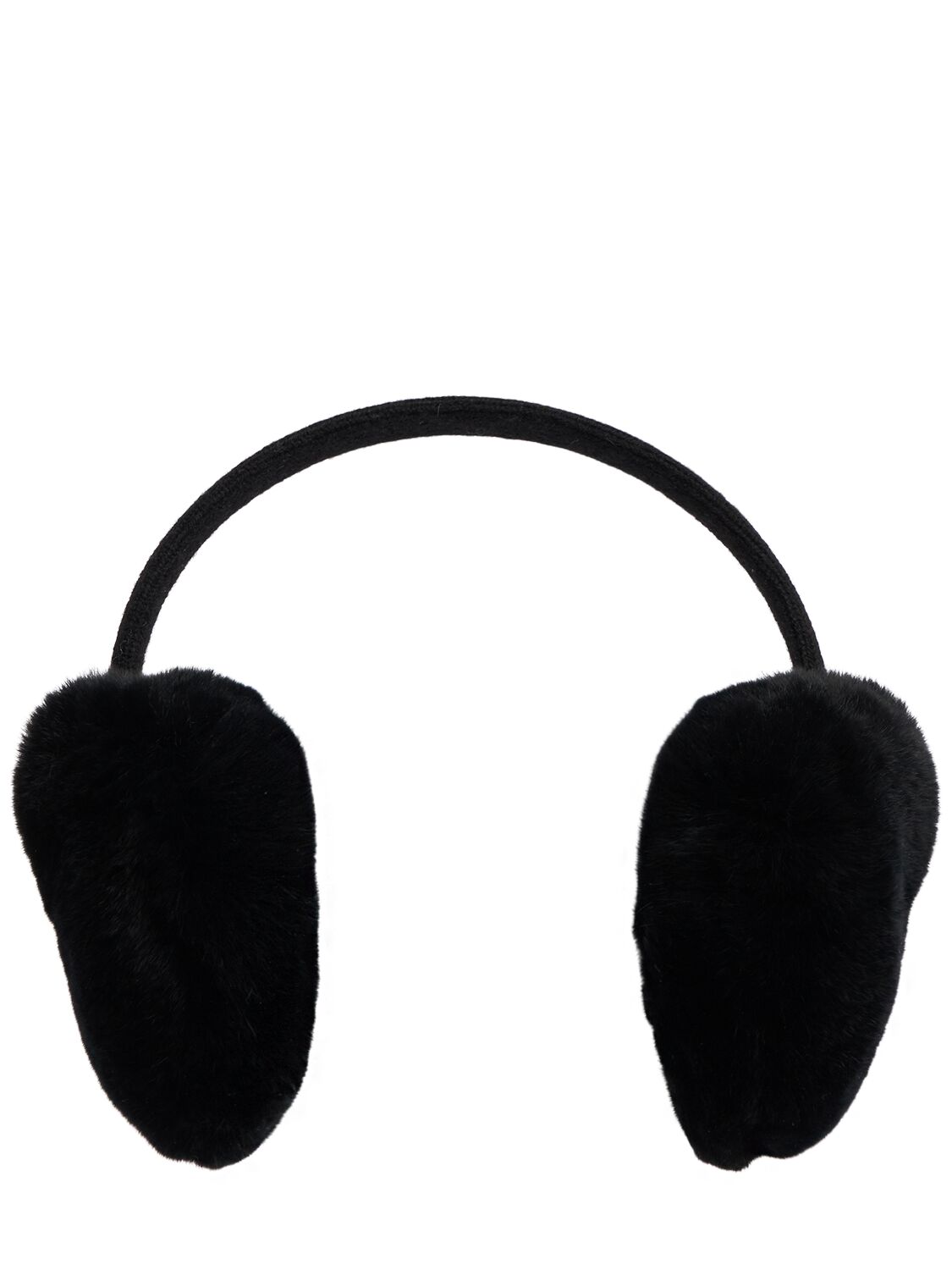 Yves Salomon Enfant Wool & Cashmere Earmuffs W/ Fur In 黑色