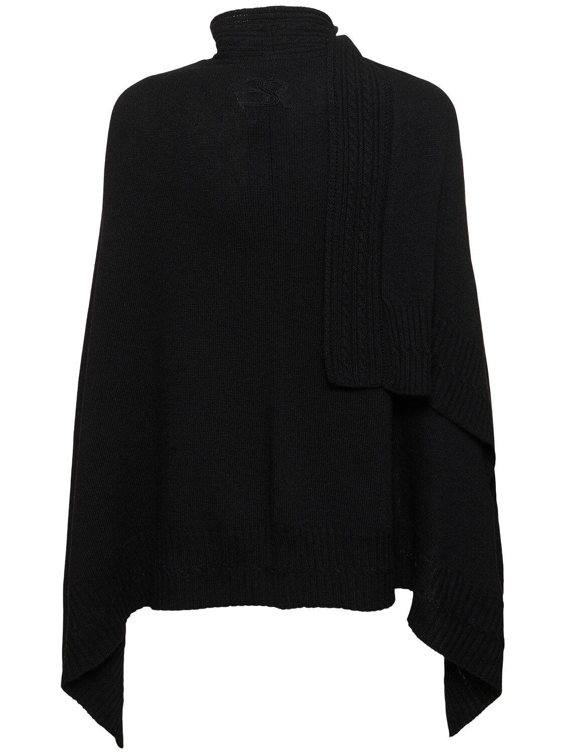 Shop Ermanno Scervino Embroidered Knit Cape Cardigan In Black