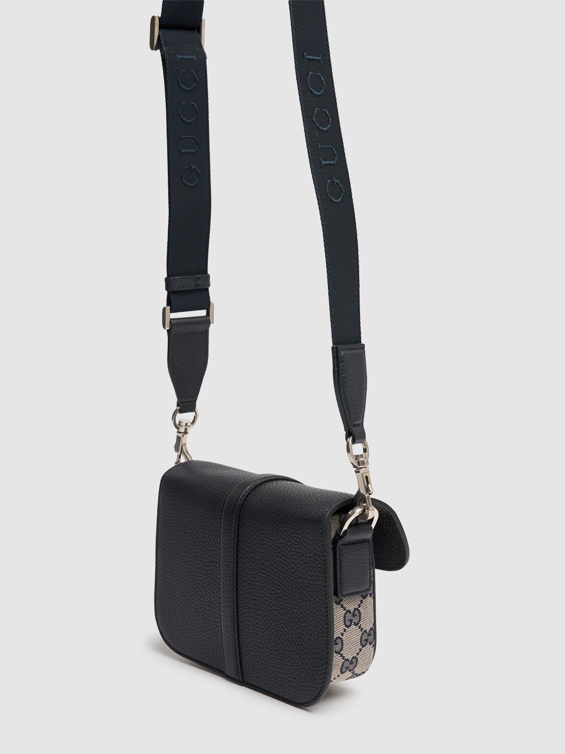 Shop Gucci Gg Super Mini Crossbody Bag In Beige/blue