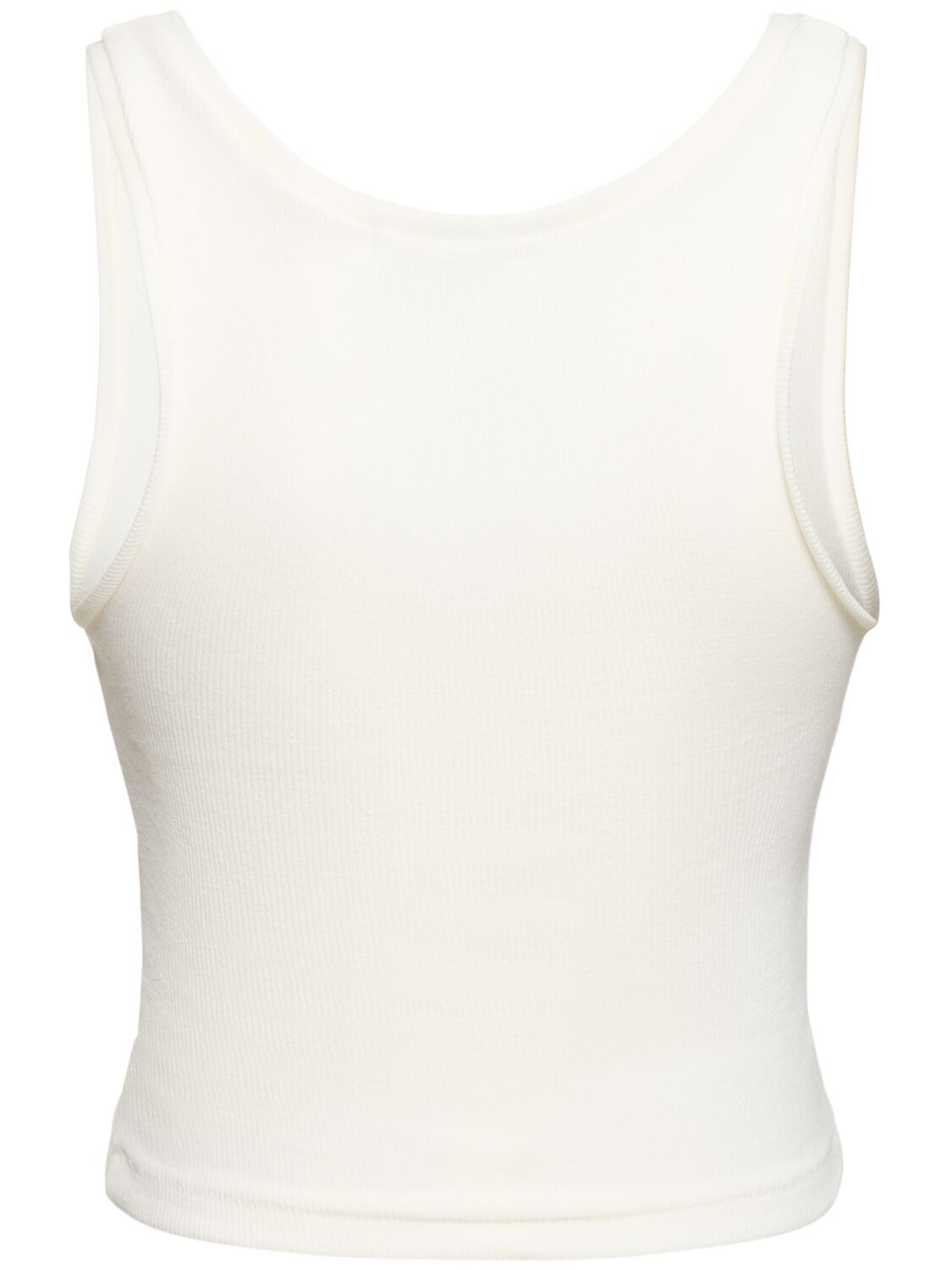 Shop Wardrobe.nyc Crop Stretch Cotton Jersey Tank Top In Off White