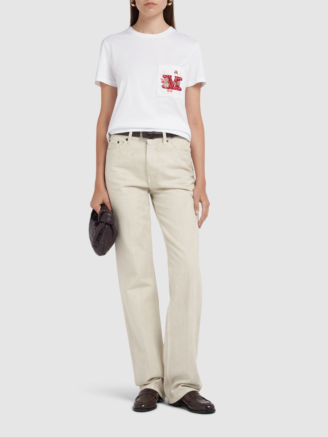 MAX MARA NUNZIO EMBELLISHED POCKET JERSEY T-SHIRT 