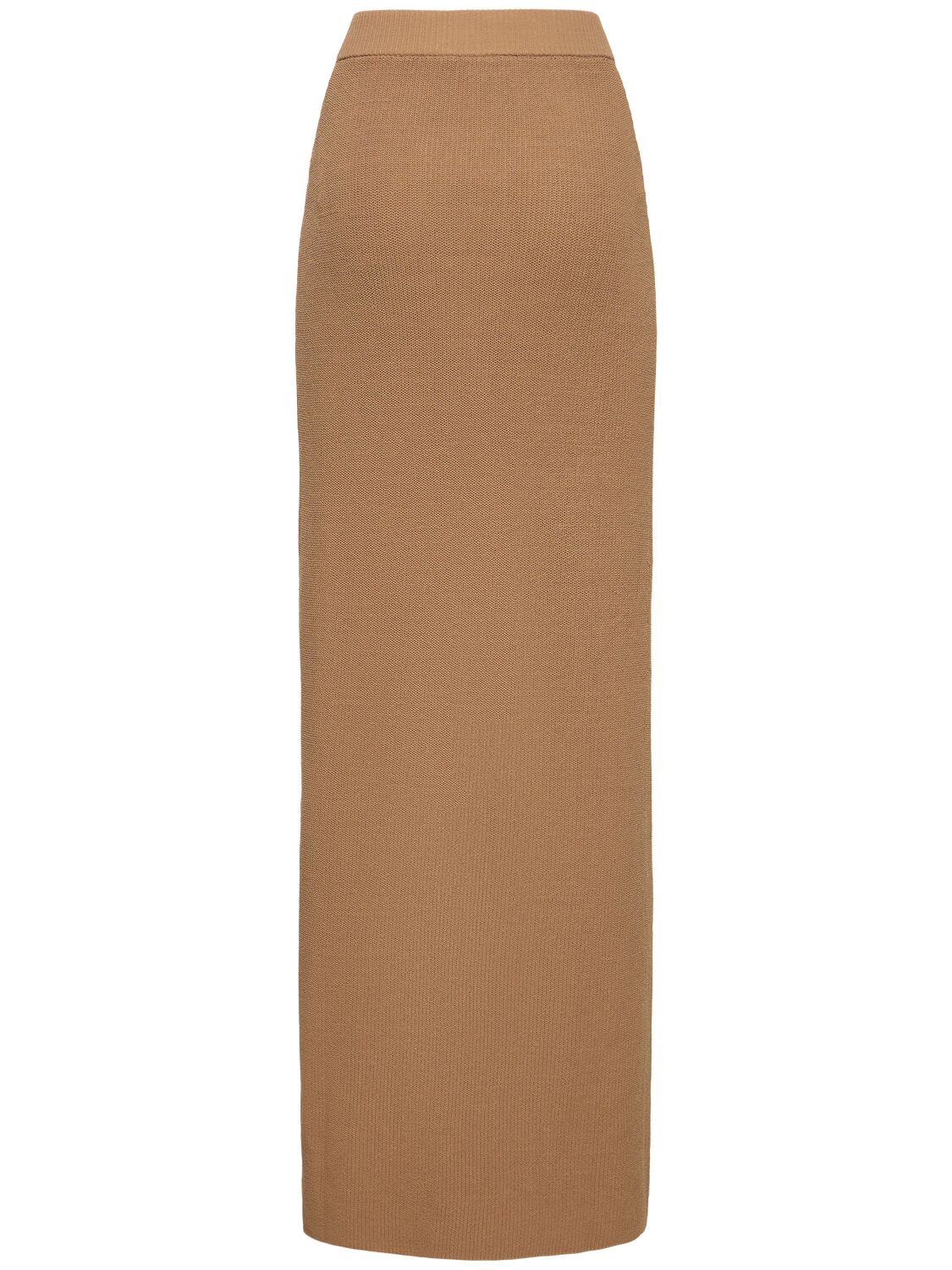 Shop Aya Muse Faye Knitted Cotton Blend Long Skirt In Brown