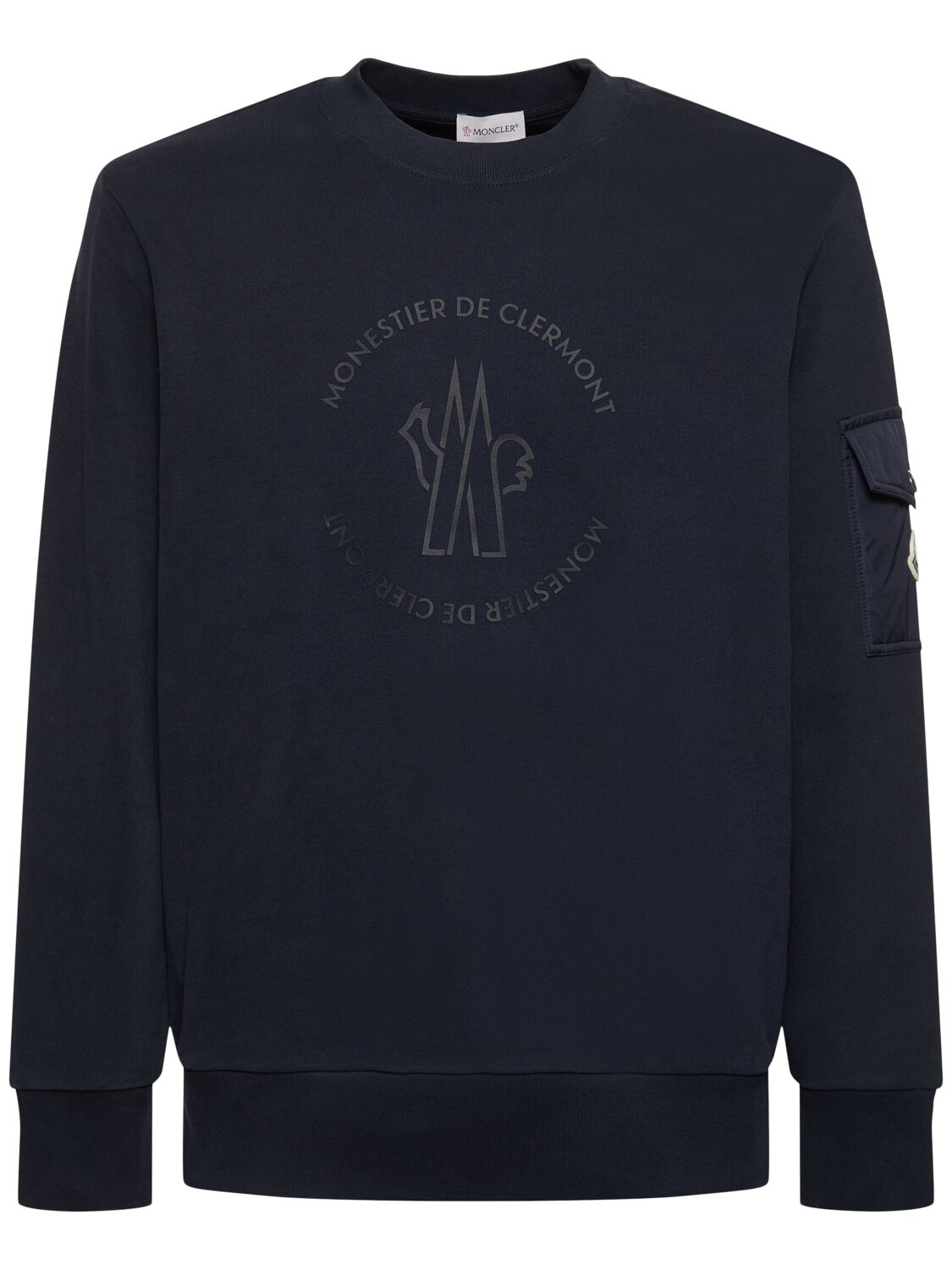 Shop Moncler Logo Cotton Sweatshirt In Midnight Blue