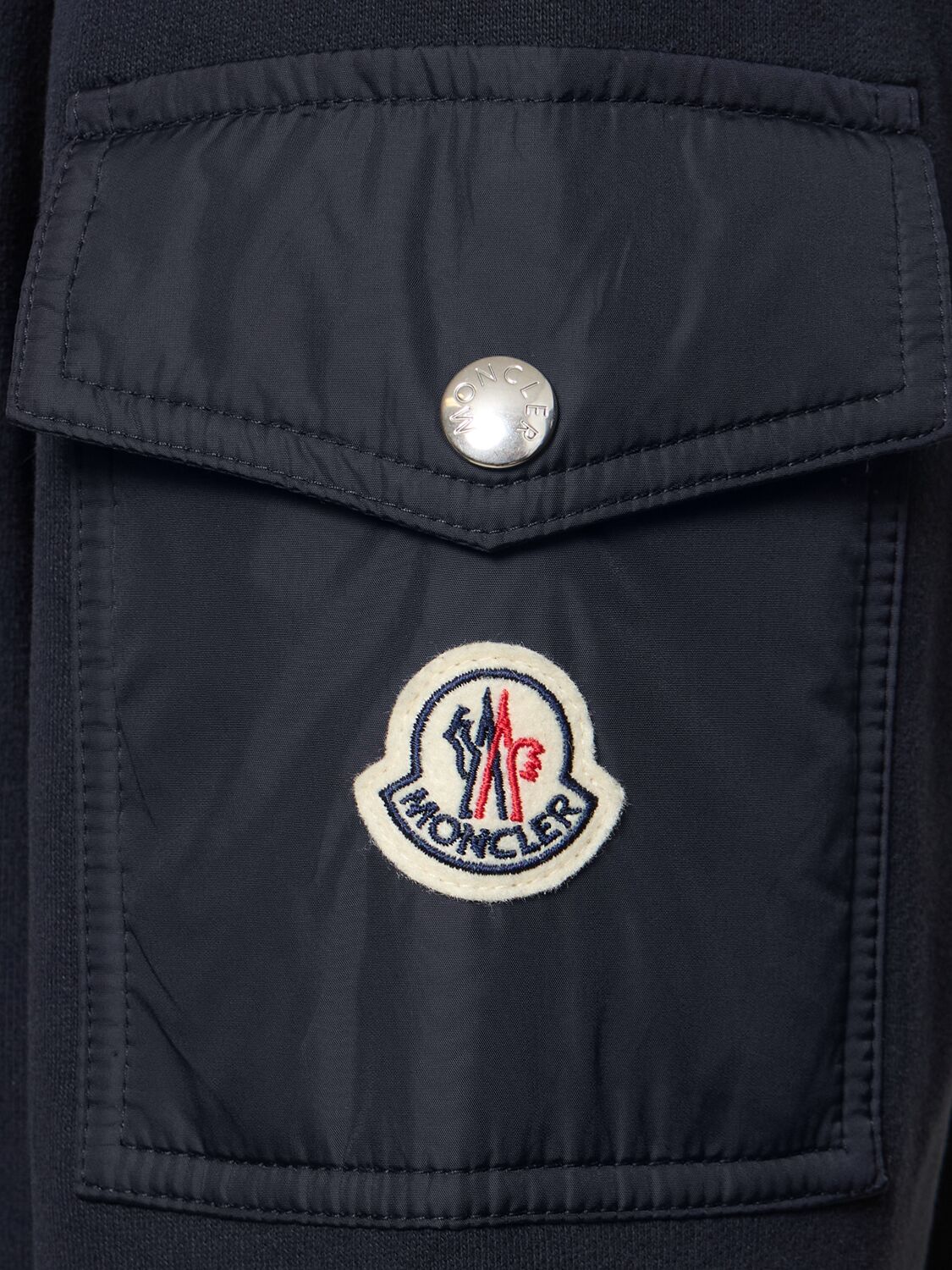 Shop Moncler Logo Cotton Sweatshirt In Midnight Blue