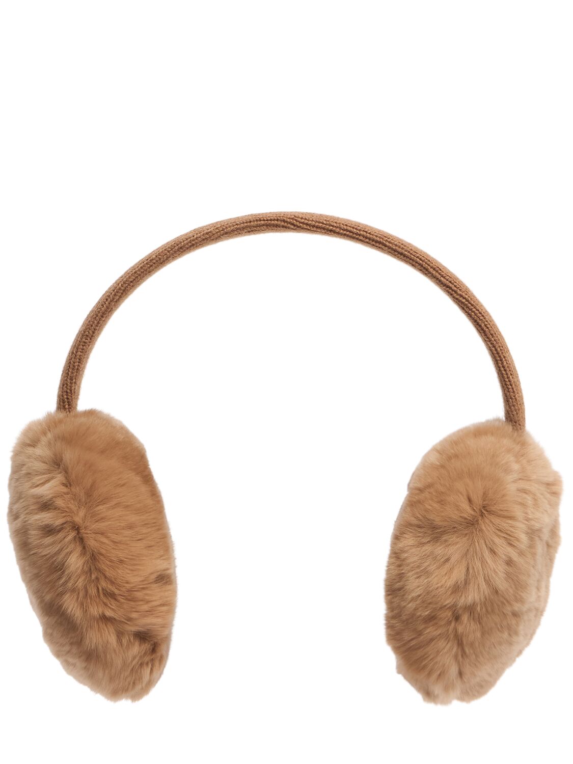 Yves Salomon Enfant Wool & Cashmere Earmuffs W/ Fur In 浅棕色