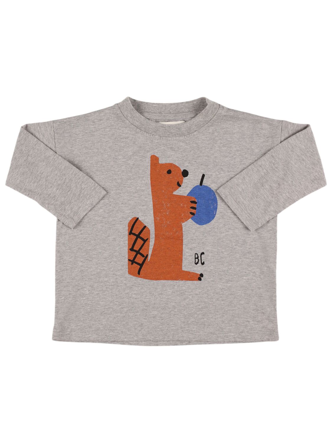 Bobo Choses Babies' Squirrel Print Cotton T-shirt In 浅灰色