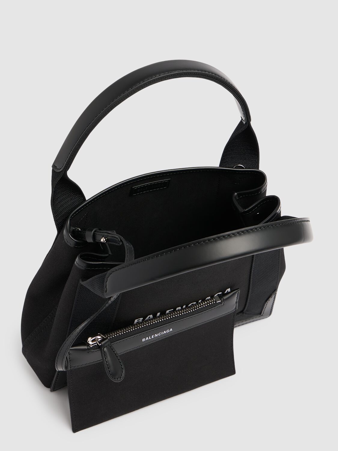 Balenciaga Women Black Canvas Cabas Navy Xs Handbag | ModeSens