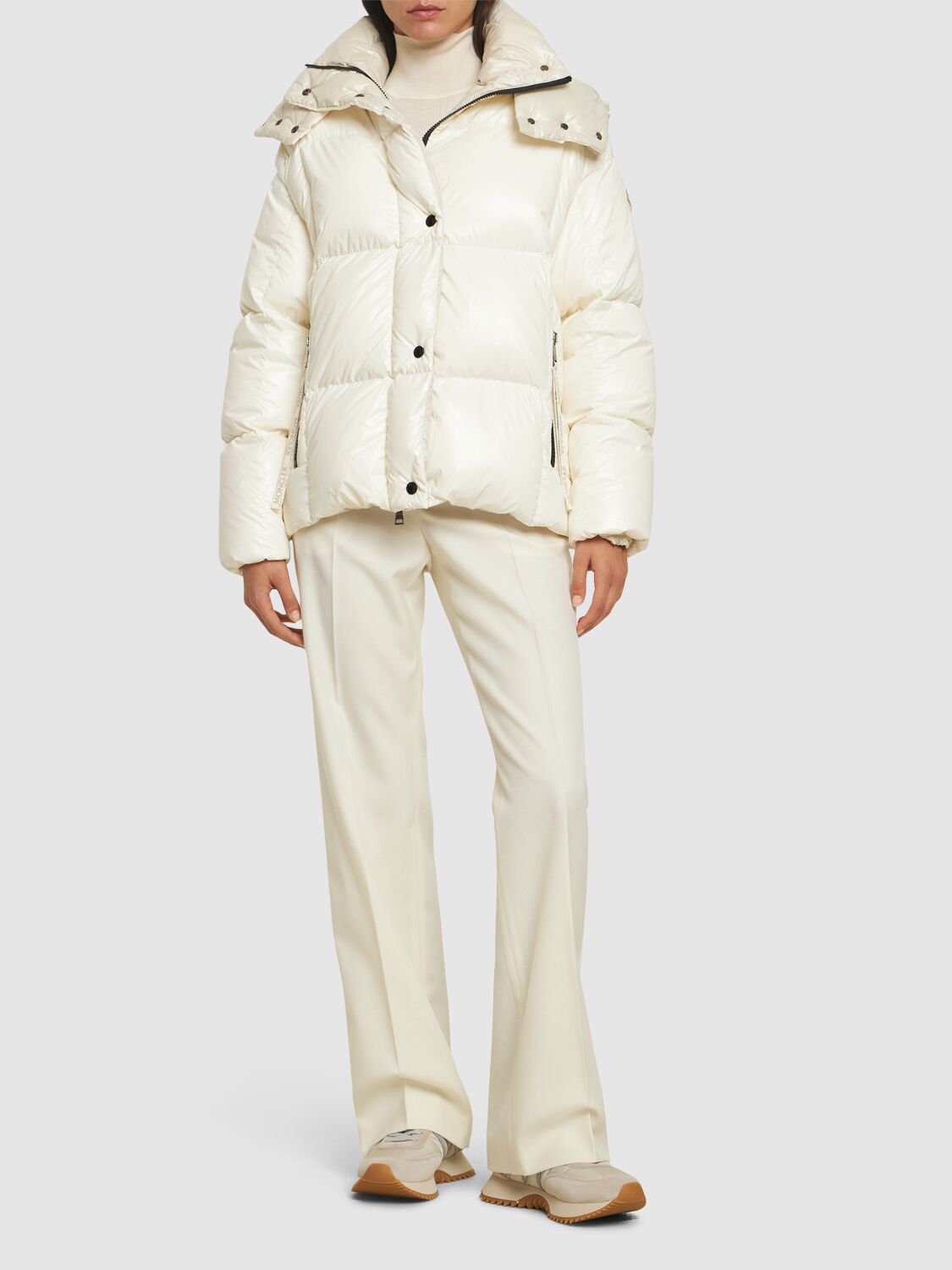 Shop Moncler Parana Nylon Laqué Down Jacket In White