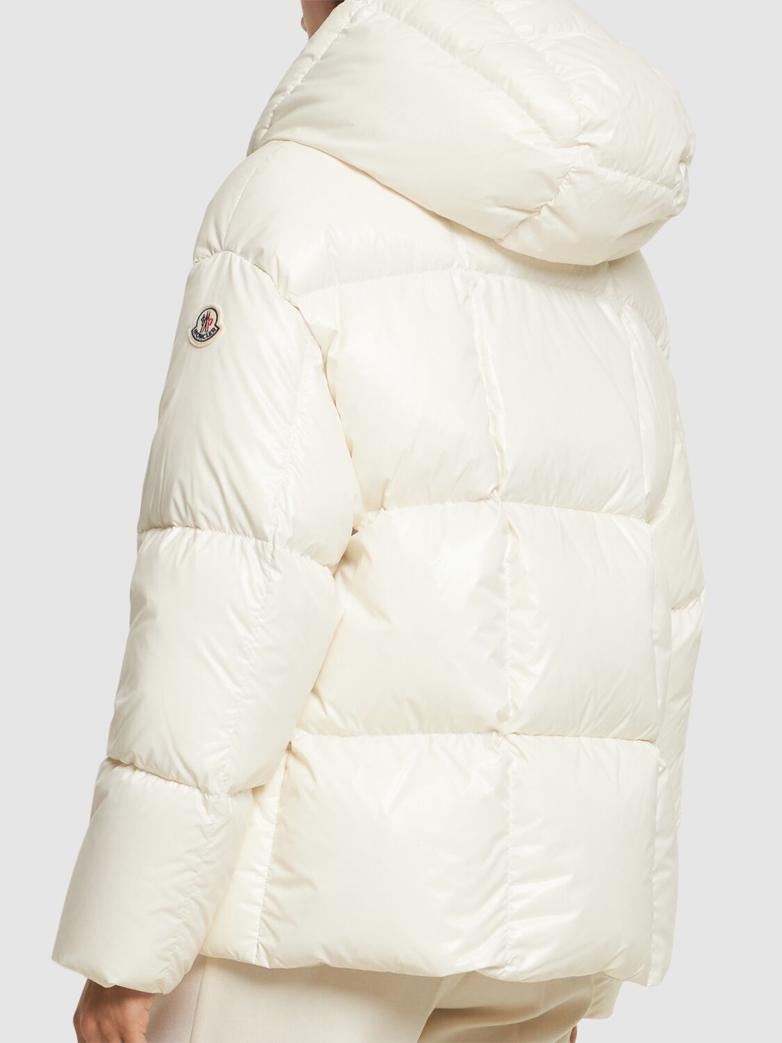 Shop Moncler Parana Nylon Laqué Down Jacket In White