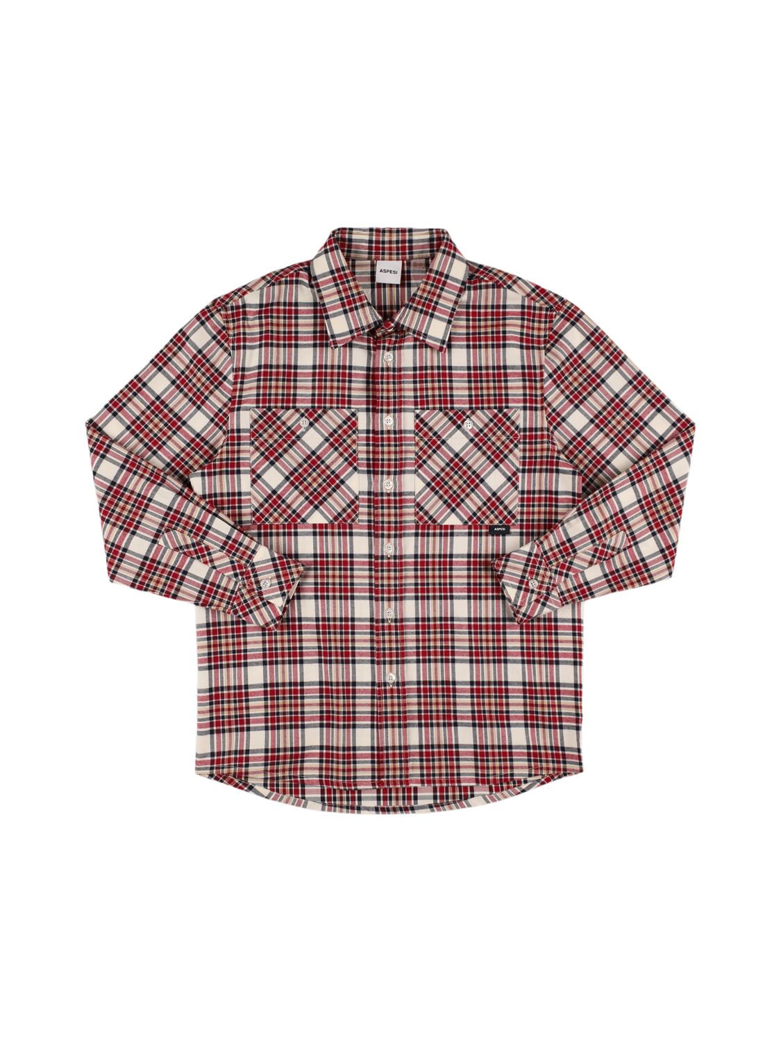 Aspesi Check Print Cotton Shirt In Red/multi