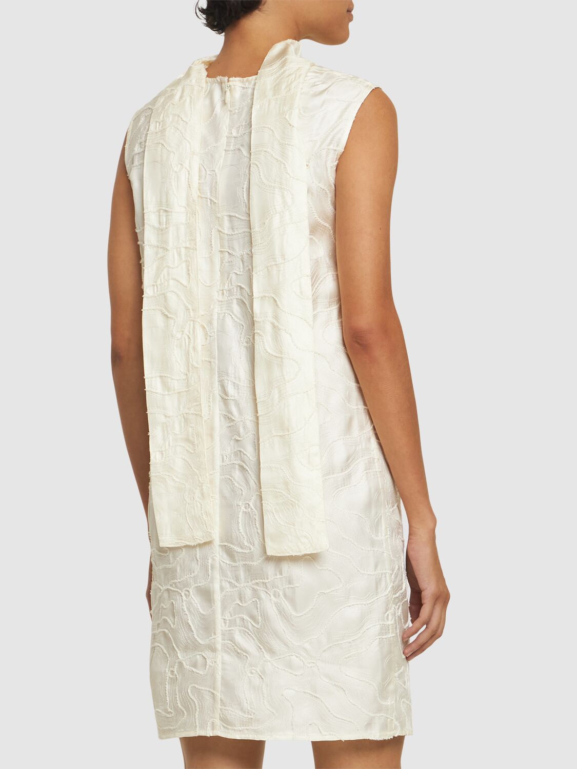 Shop Loulou Studio Demi Embroidered Silk Mini Dress In Ivory