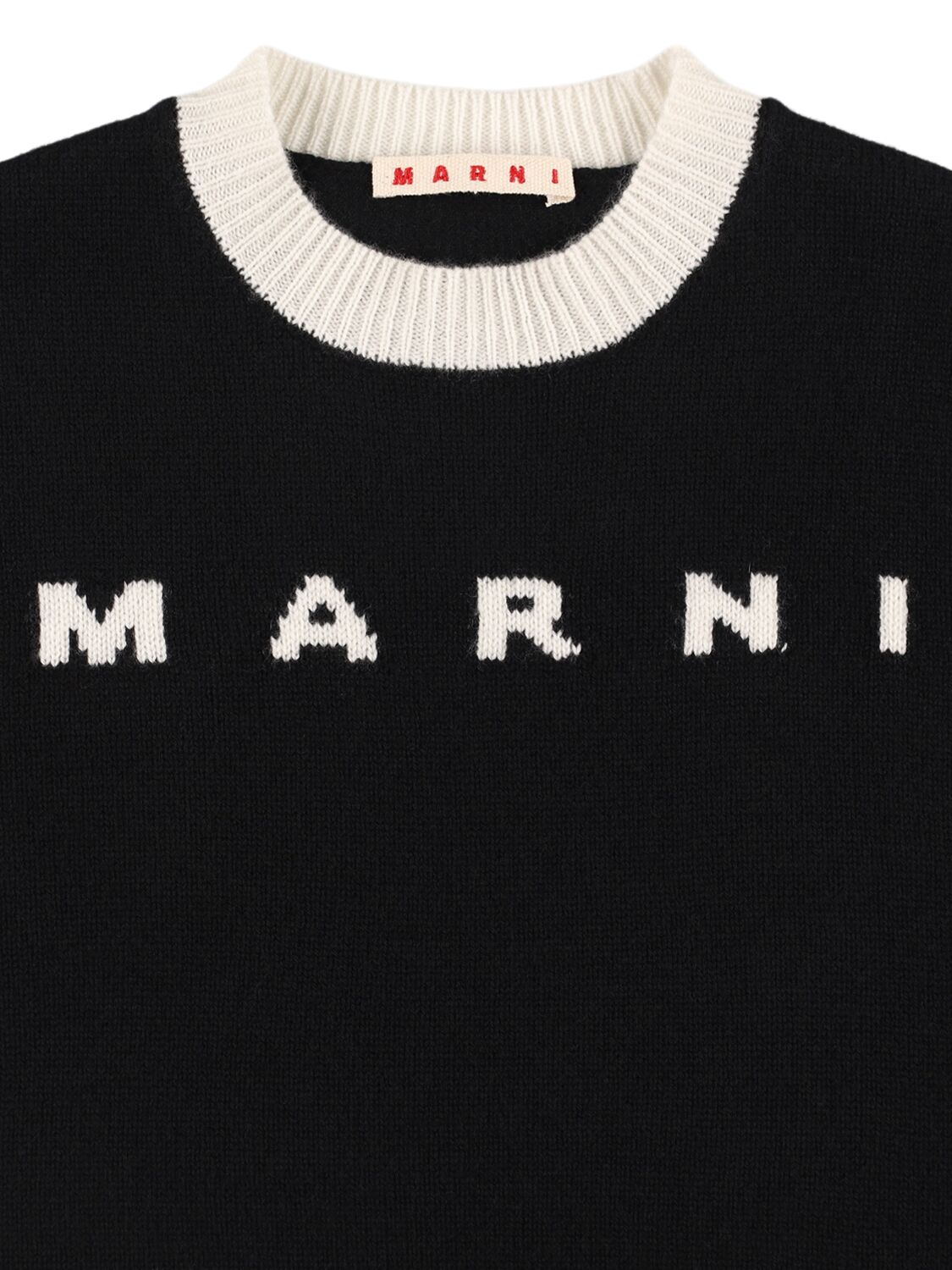 Shop Marni Junior Wool Blend Knit Logo Sweater In Black