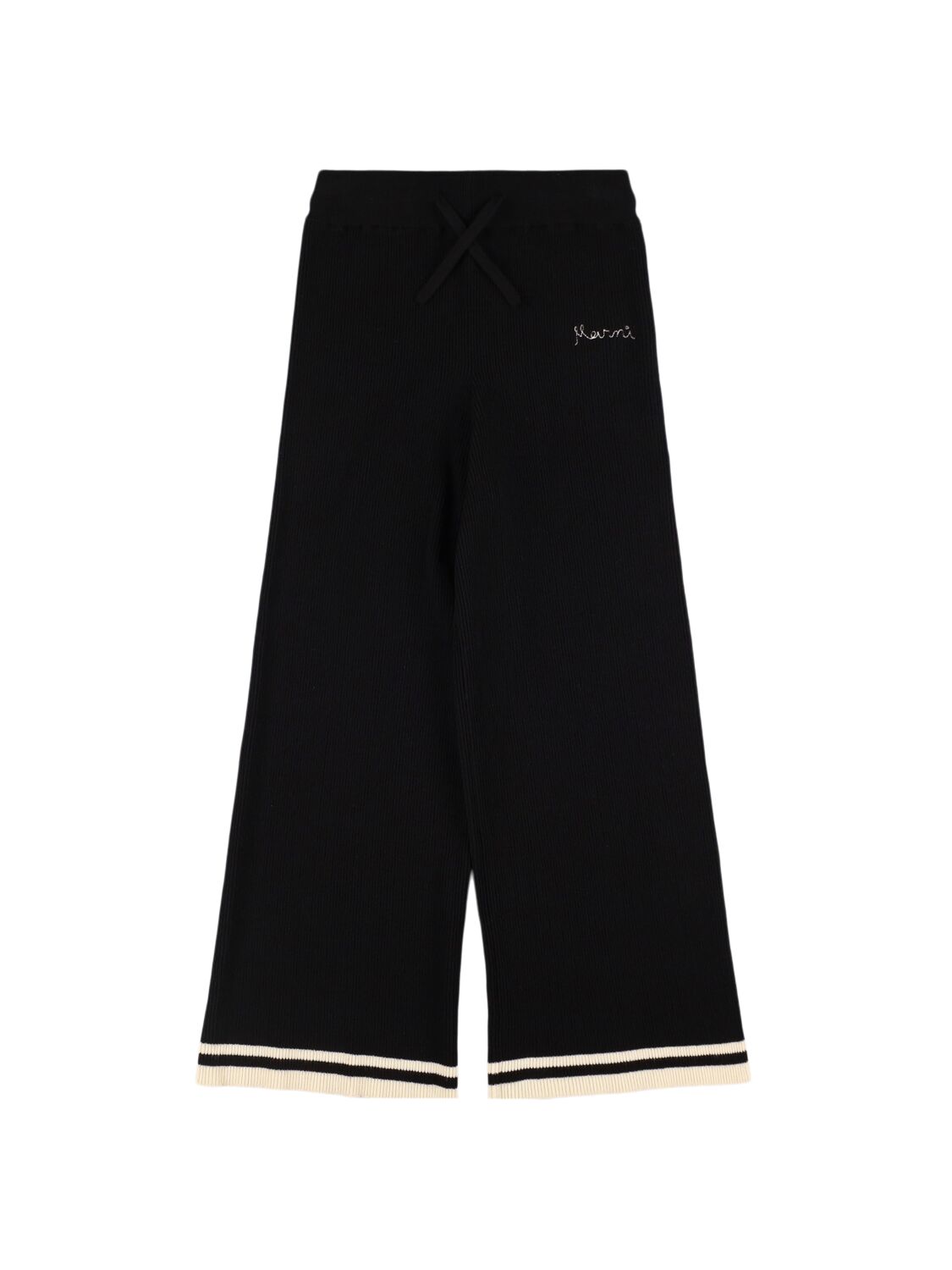 Marni Junior Cotton & Cashmere Knit Pants In Black