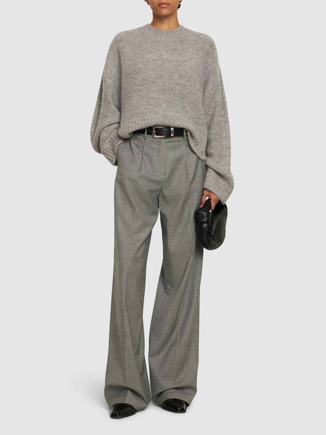 Shop The Garment Margrethe Slit Alpaca Blend Knit Sweater In Grey