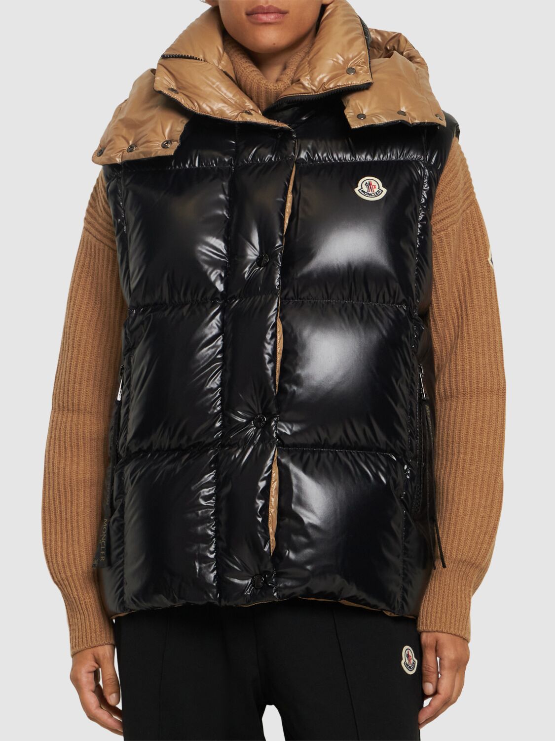 Shop Moncler Luzule Nylon Laquè Down Vest In Black