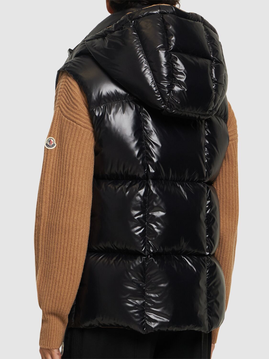 Shop Moncler Luzule Nylon Laquè Down Vest In Black