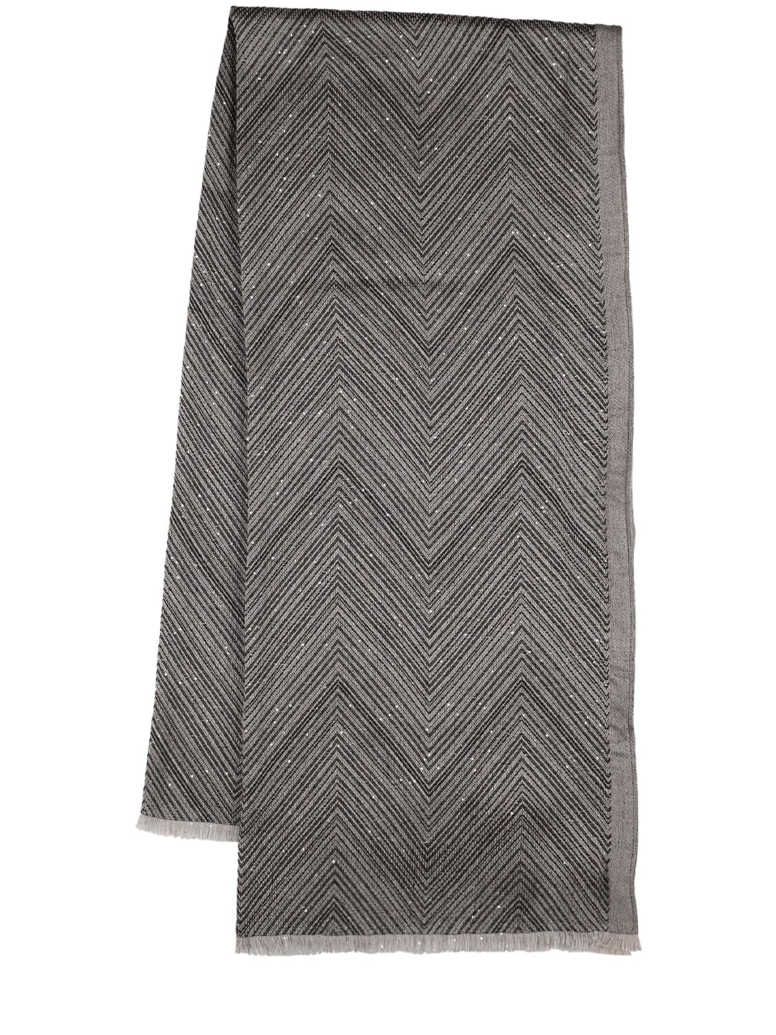 Missoni Printed Wool Blend Scarf In Grey