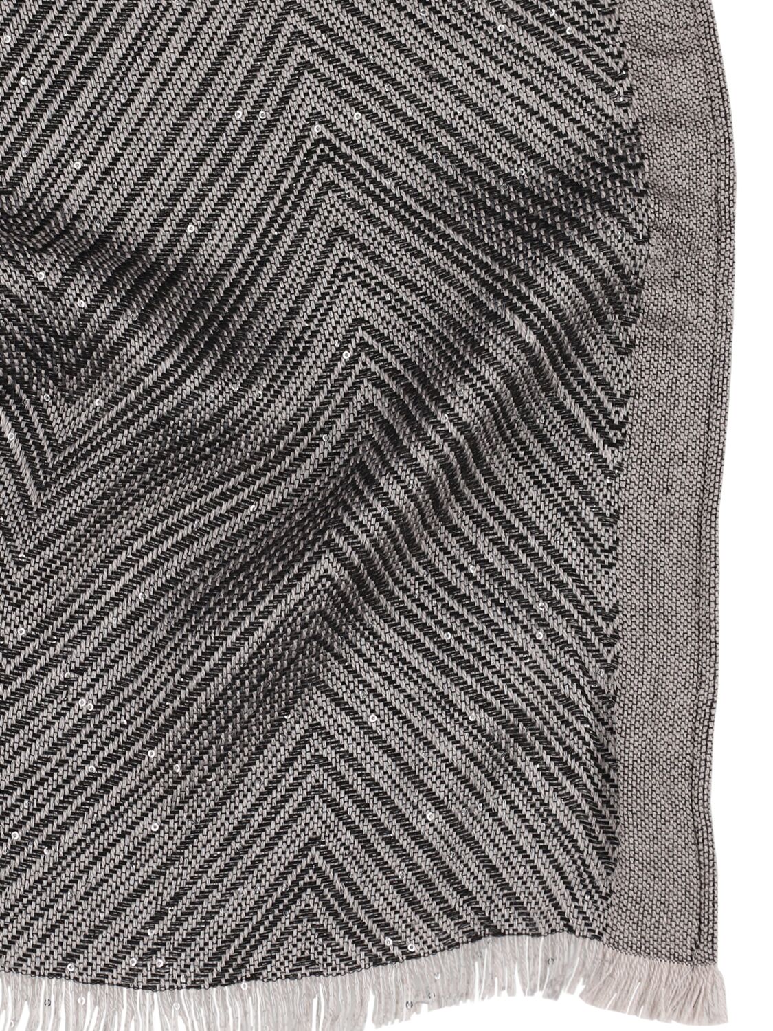 Shop Missoni Printed Wool Blend Scarf In Grey