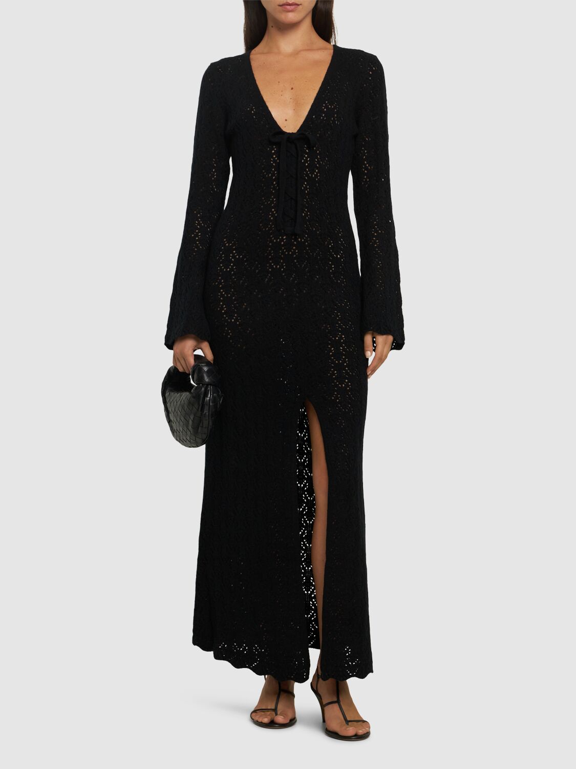 Shop The Garment Canada Wool Crochet Long Dress In Black