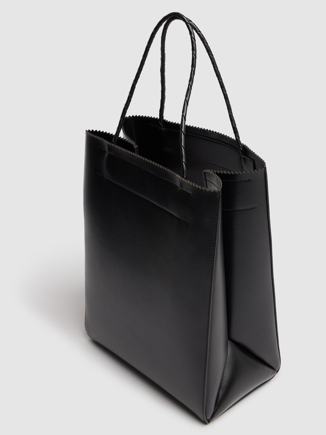 Shop Msgm Medium Matte Shopping Leather Bag In Black