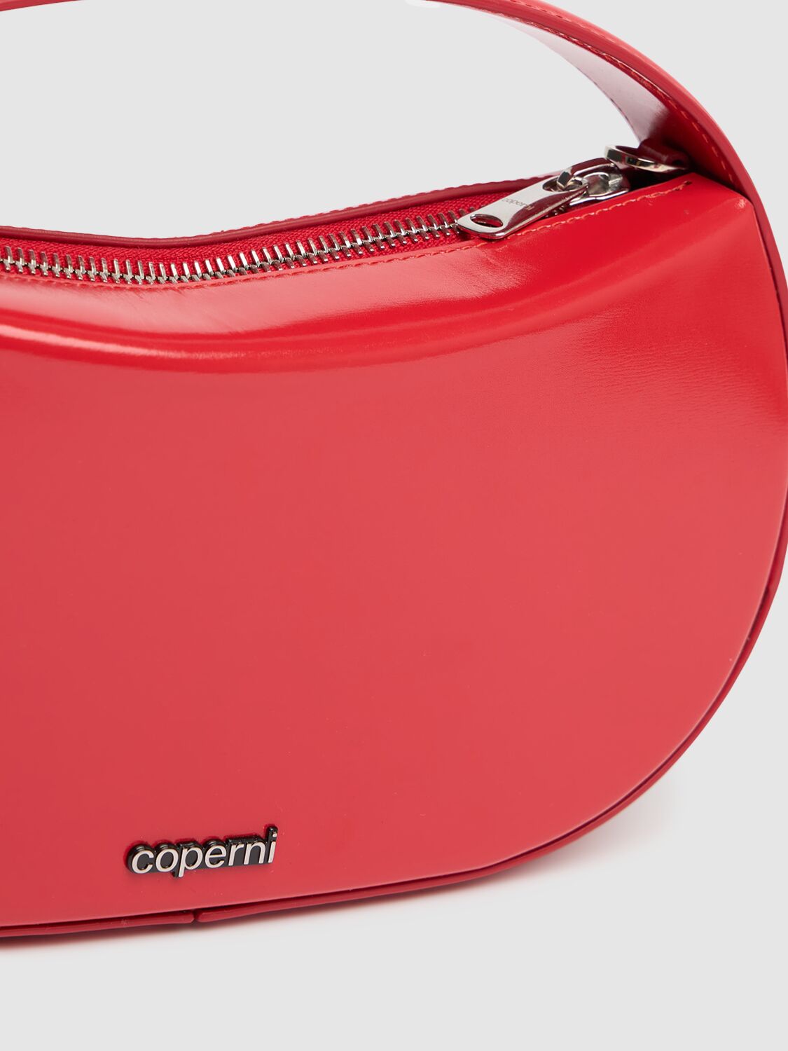 Shop Coperni Small Sound Swipe Leather Top Handle Bag In Red