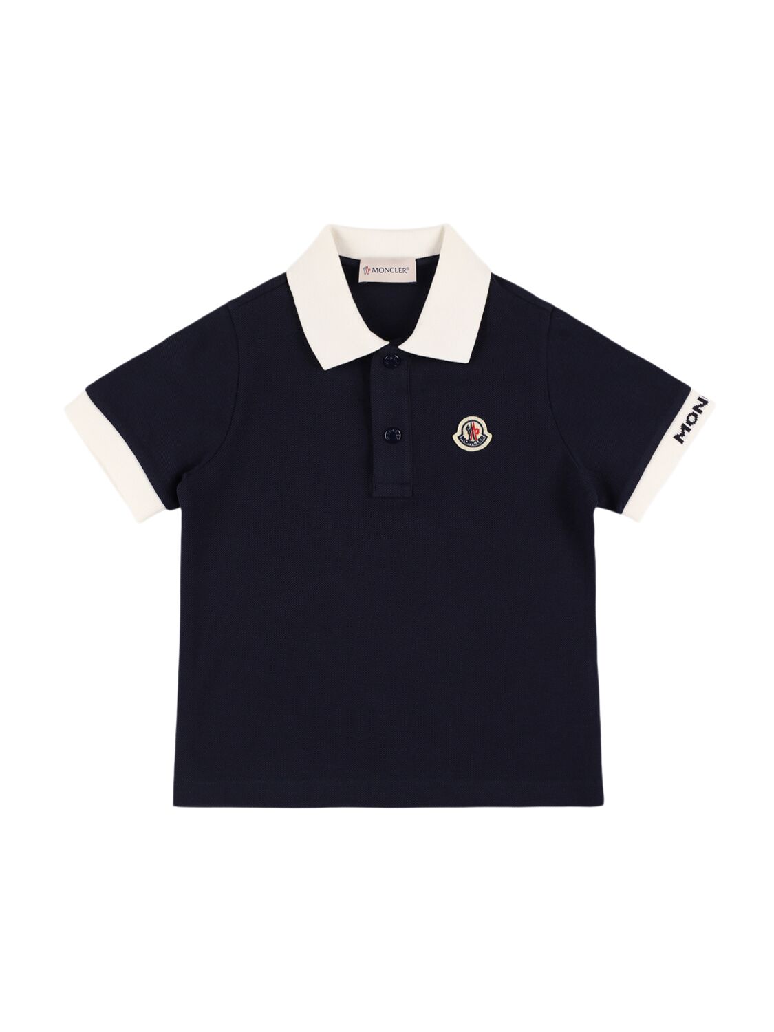 Moncler Logo Patch Cotton Piquet Polo Shirt In Midnight Blue