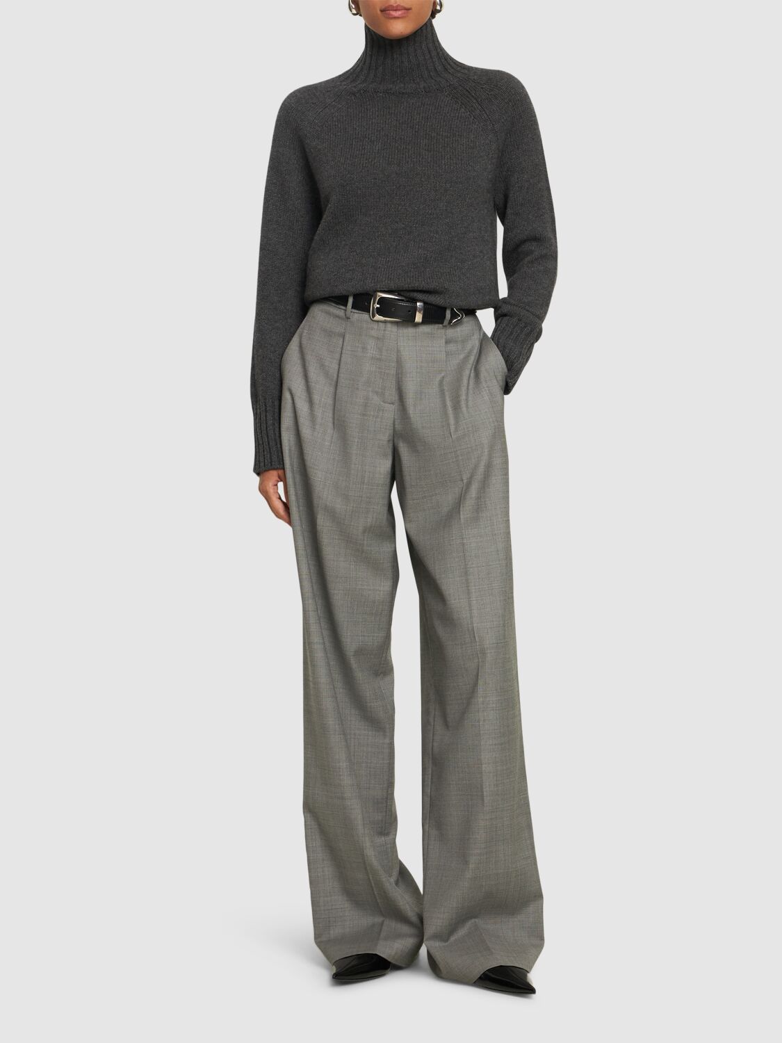 Shop 's Max Mara Mantova Knit Turtleneck Sweater In Grey