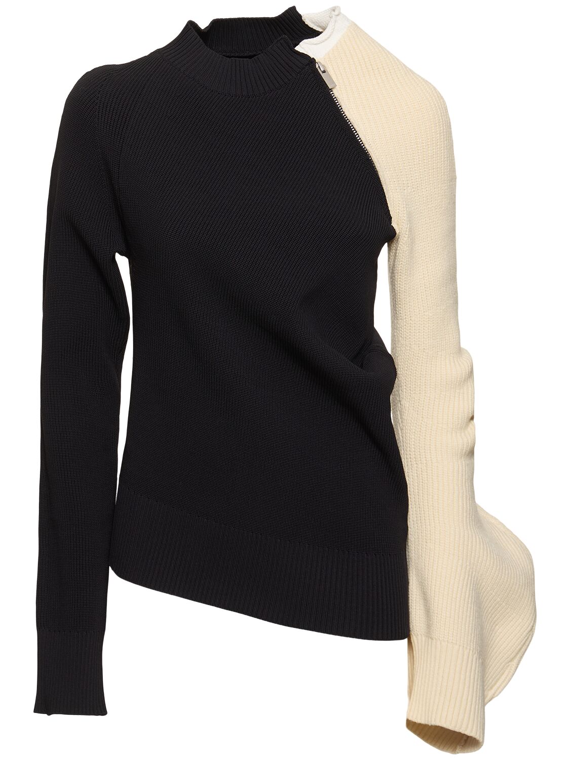 Sacai Knit Bicolor Sweater In Black/white