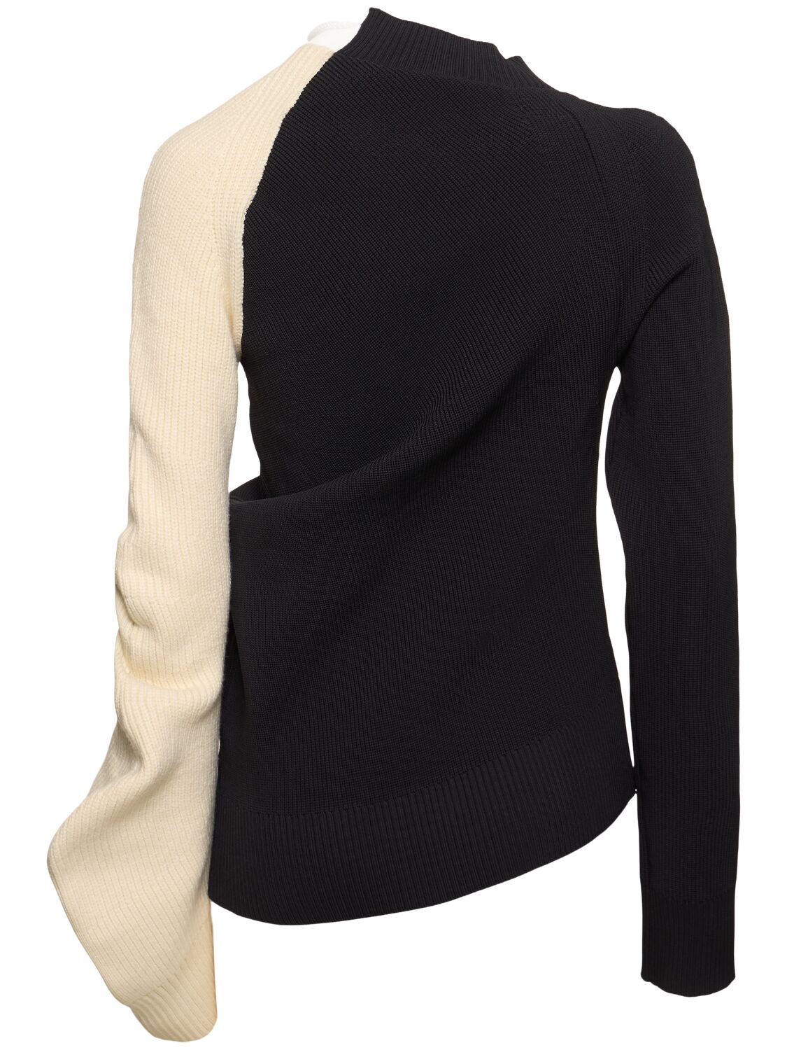 Shop Sacai Knit Bicolor Sweater In Black/white