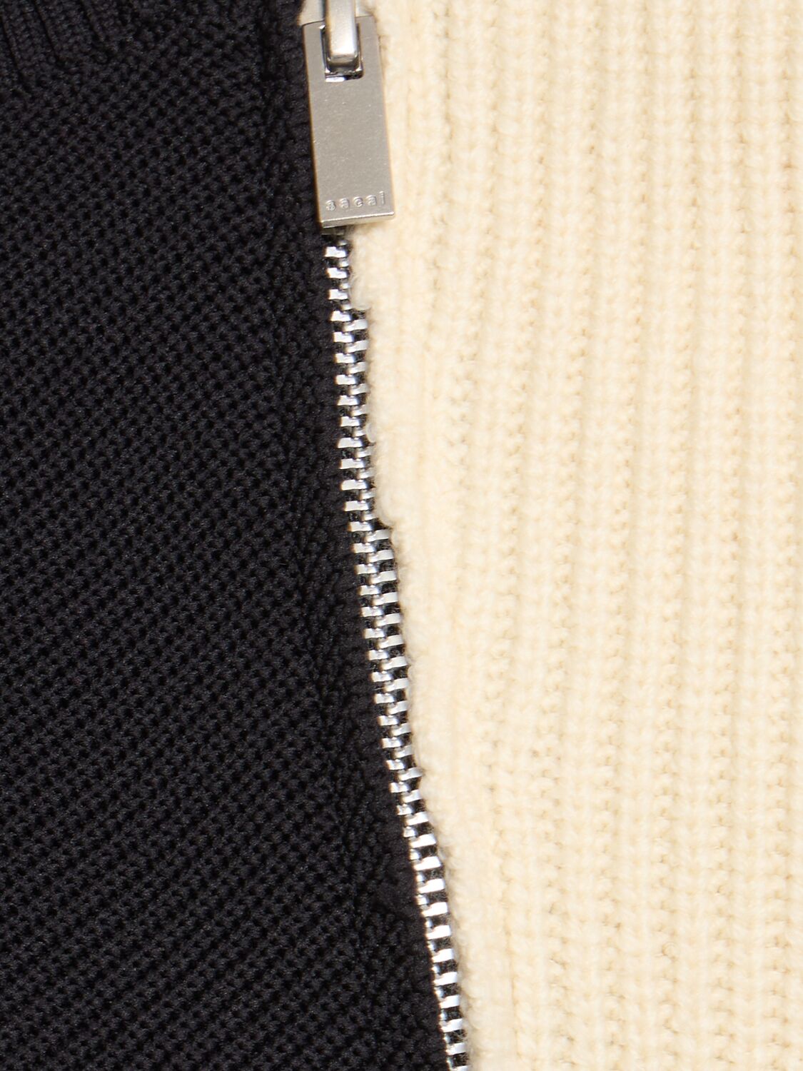 Shop Sacai Knit Bicolor Sweater In Black/white