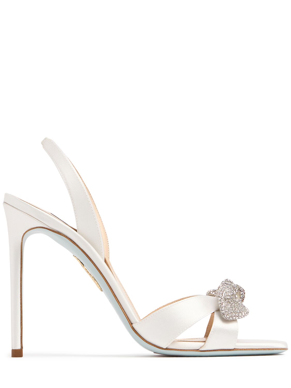 Aquazzura 105mm Very Bow Tie Satin Sandals In White