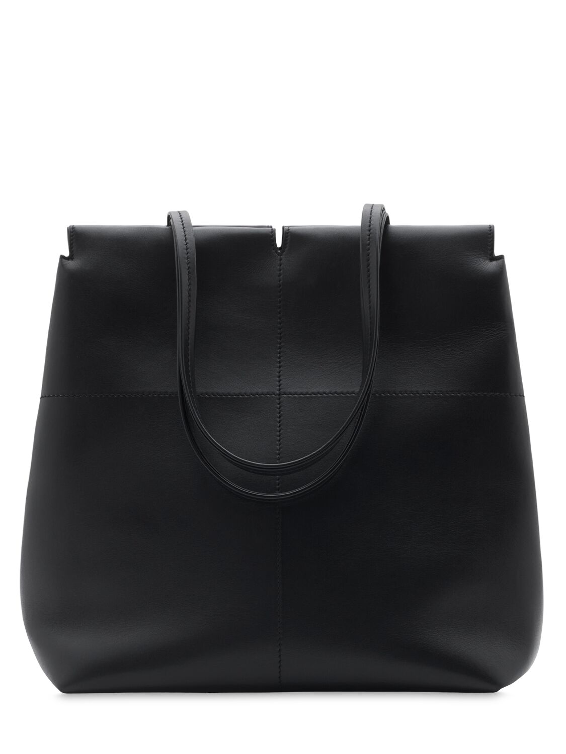 Burberry N/s Snip Smooth Leather Tote Bag In Black