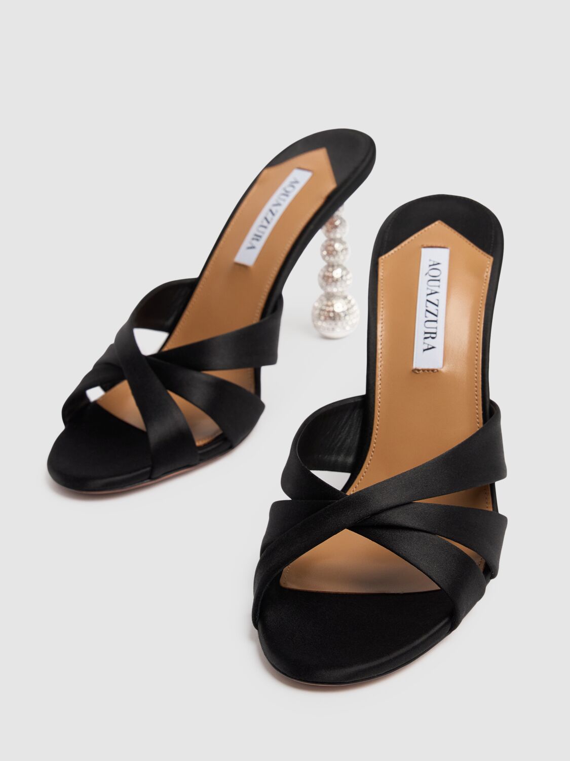 Shop Aquazzura 95mm Yes Baby Satin Mules In Black