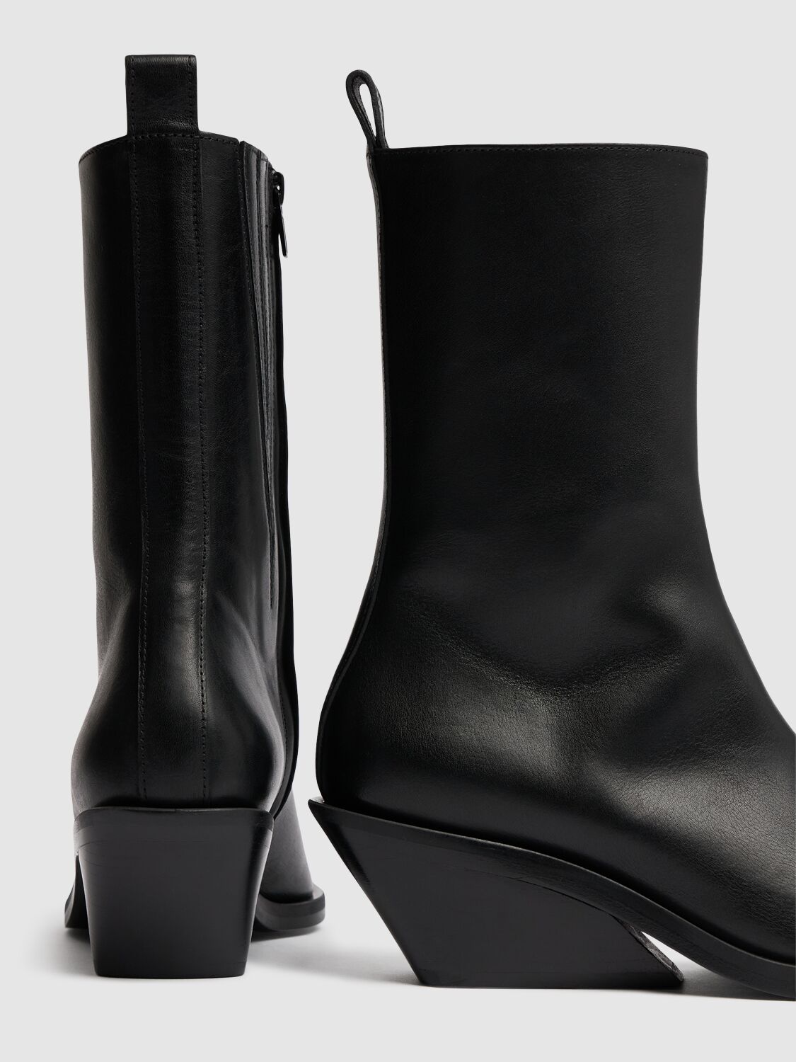 Shop Ann Demeulemeester 60mm Vesper Leather Ankle Boots In Black