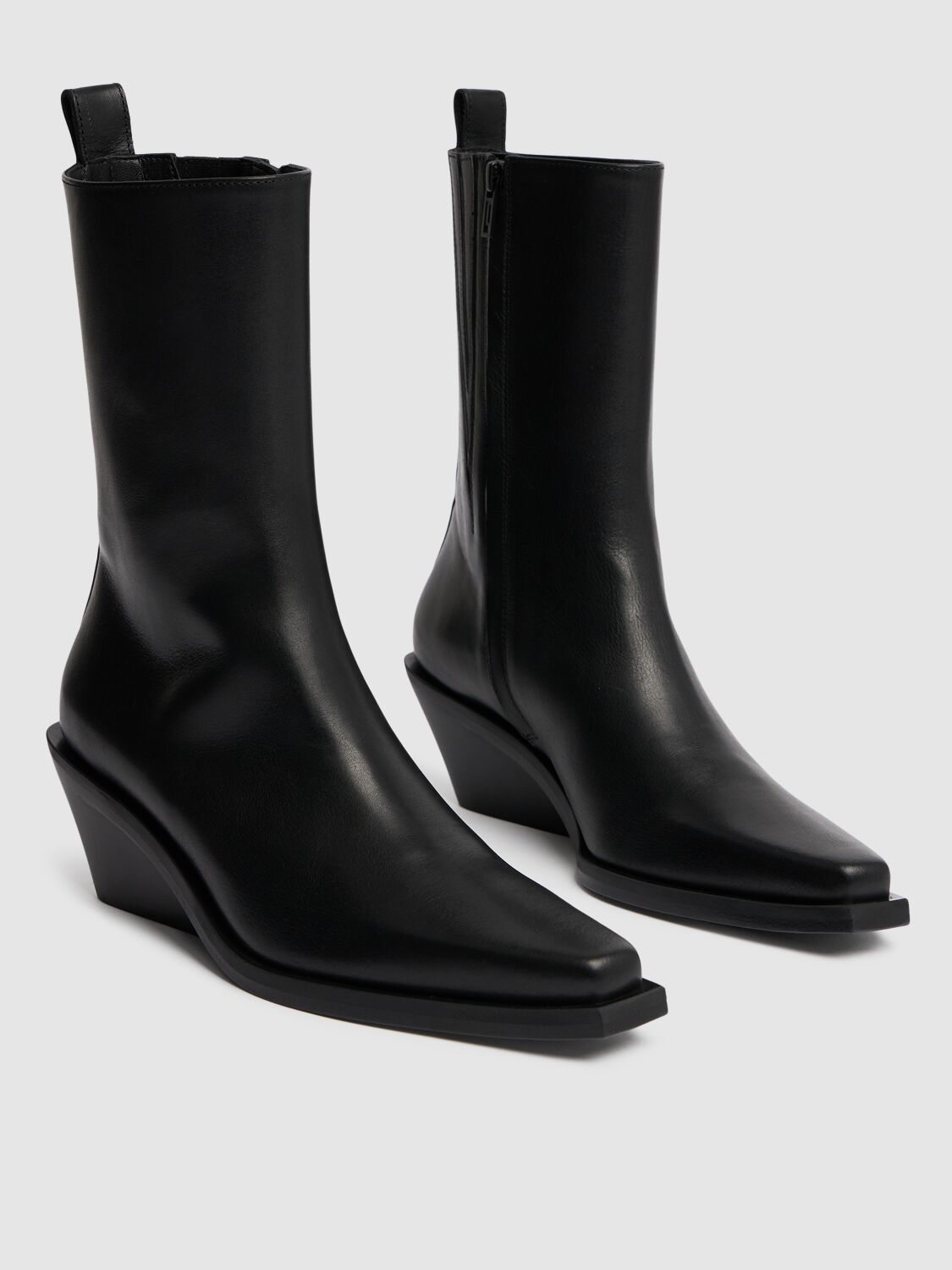 Shop Ann Demeulemeester 60mm Vesper Leather Ankle Boots In Black