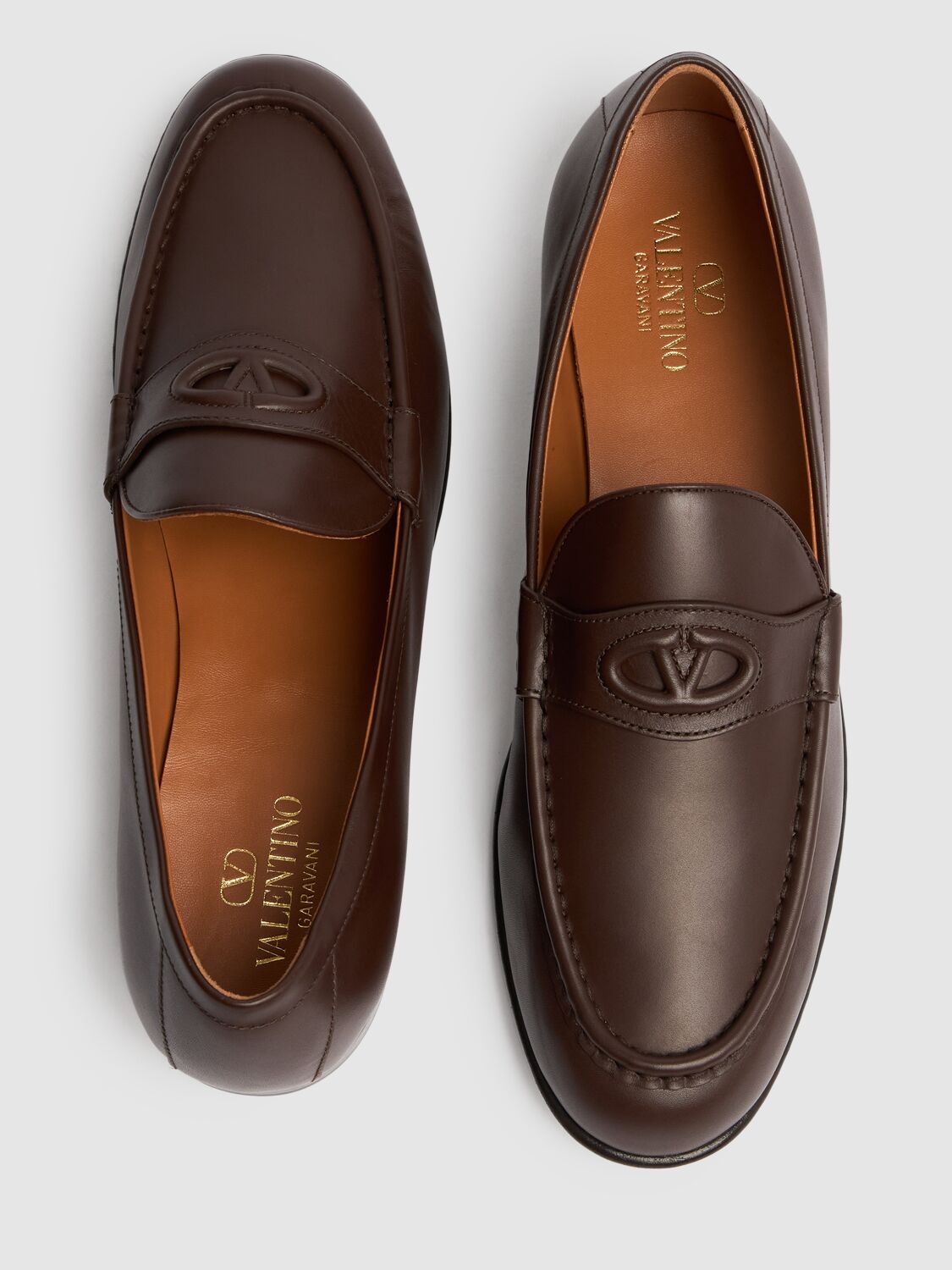 Shop Valentino Vlogo Signature Leather Loafers In Fondant